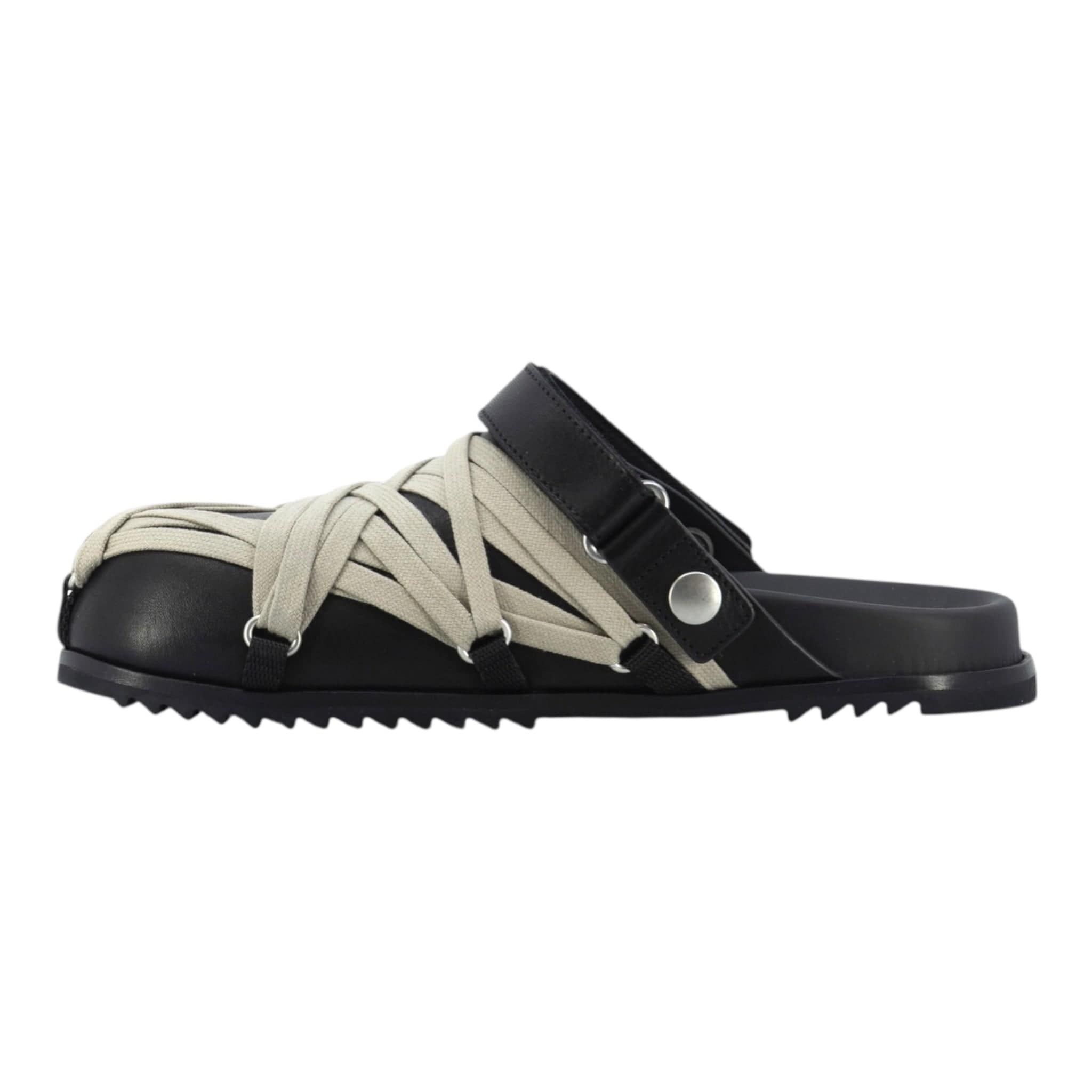 Rick Owens Hollywood Megalaced Mule Sandal Granola Black Size US 7 / IT 37 - 4 Thumbnail