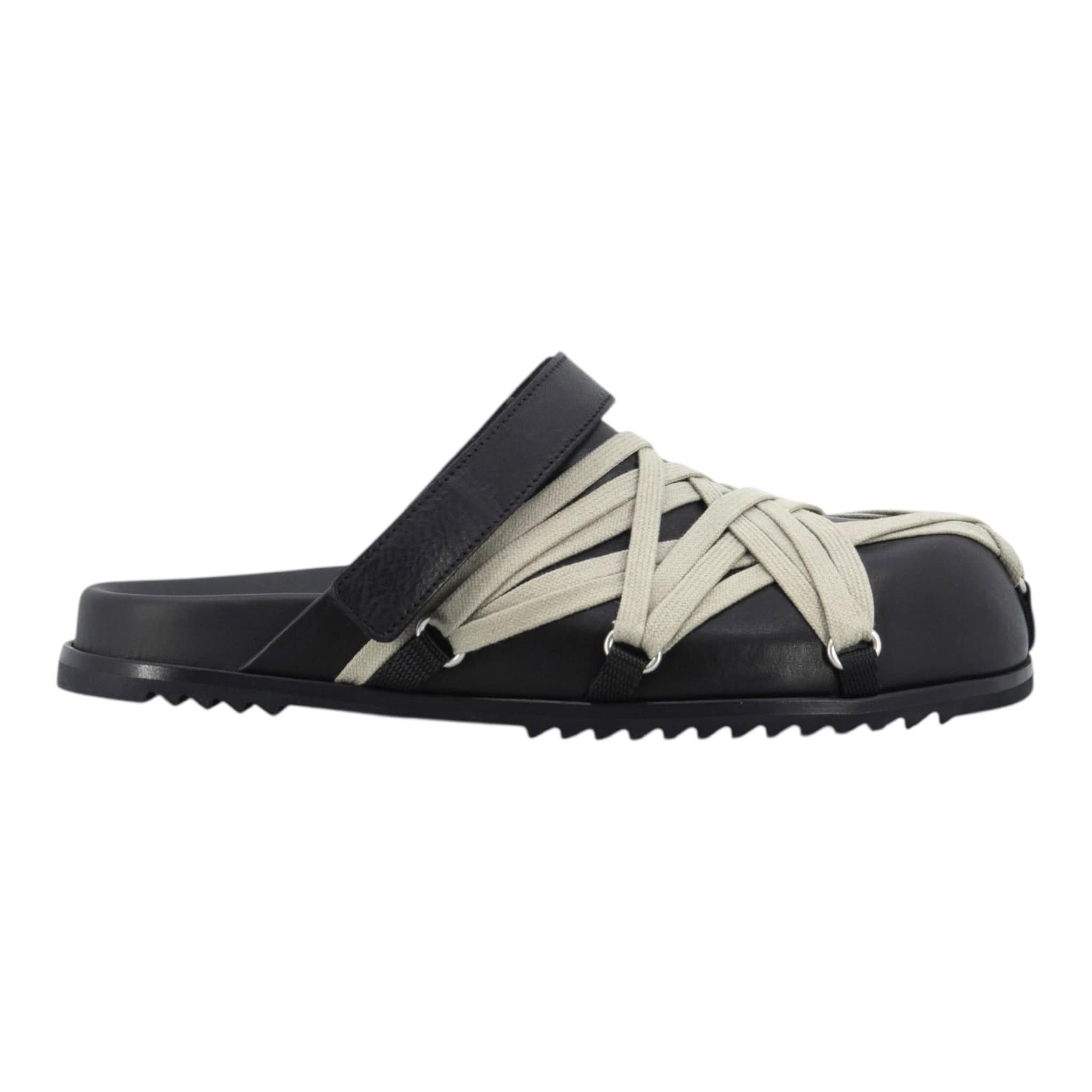 Rick Owens Hollywood Megalaced Mule Sandal Granola Black Size US 7 / EU 40 - 2 Thumbnail