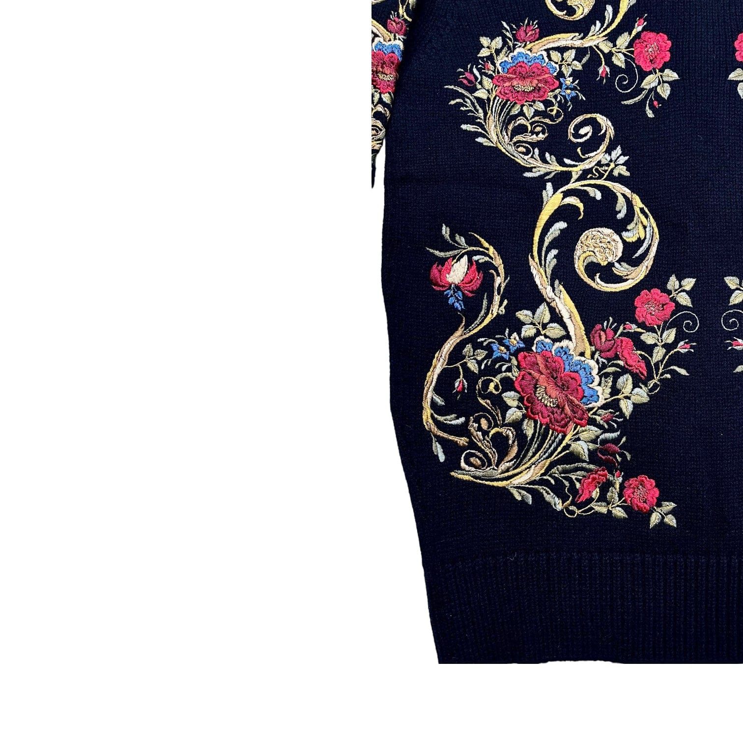 Dolce & Gabbana Embroidered Floral Cashmere Crewneck Sweatshirt Black Size US S / EU 44-46 / 1 - 4 Thumbnail