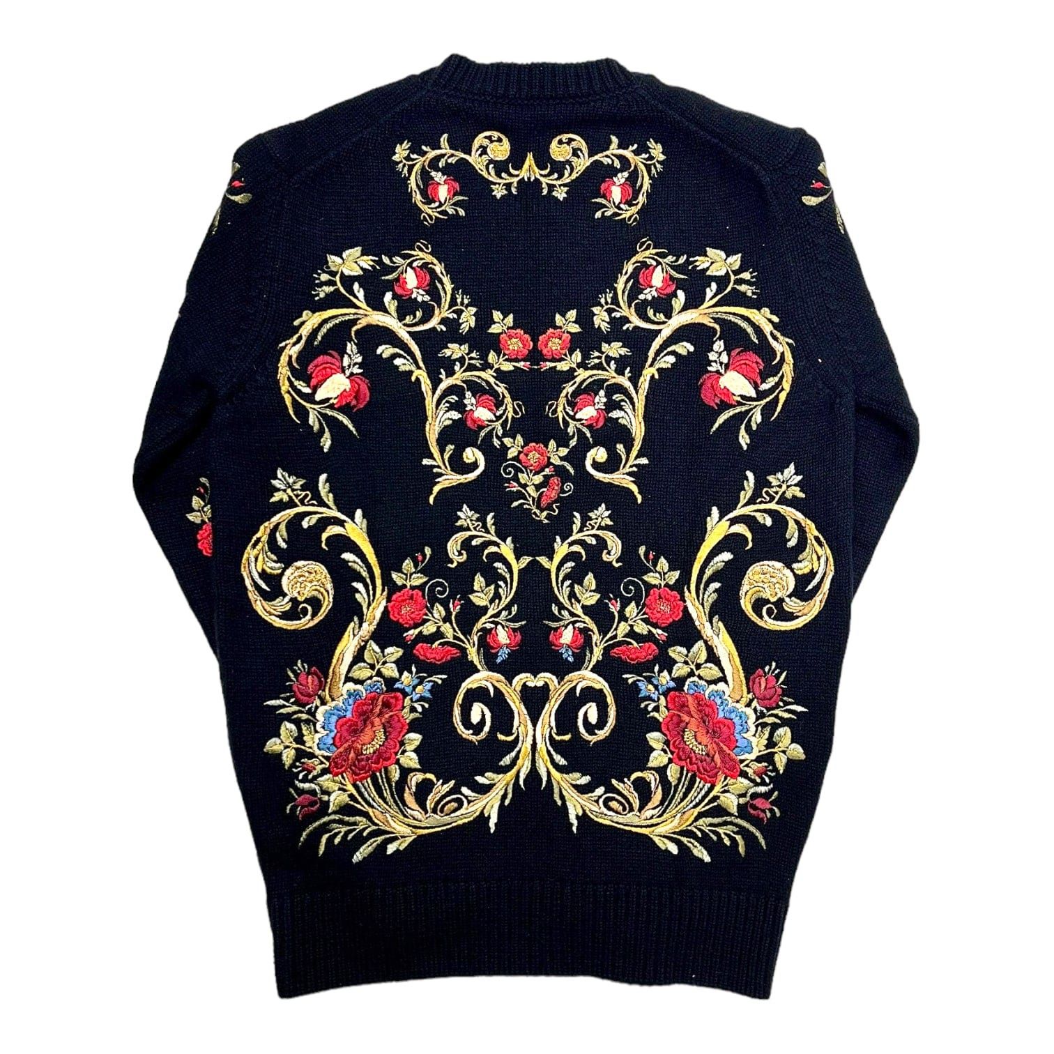 Dolce & Gabbana Embroidered Floral Cashmere Crewneck Sweatshirt Black Size US S / EU 44-46 / 1 - 2 Thumbnail