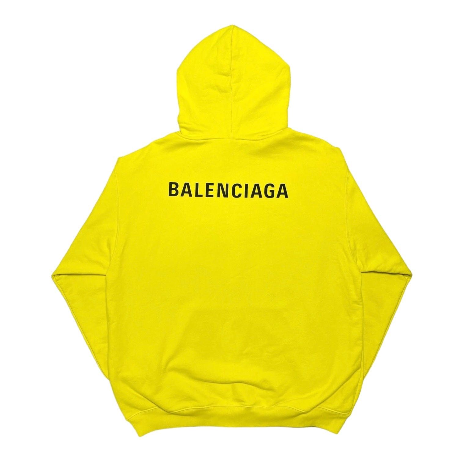 Balenciaga Logo Hooded Sweatshirt Neon Yellow Size US XL / EU 56 / 4 - 2 Thumbnail