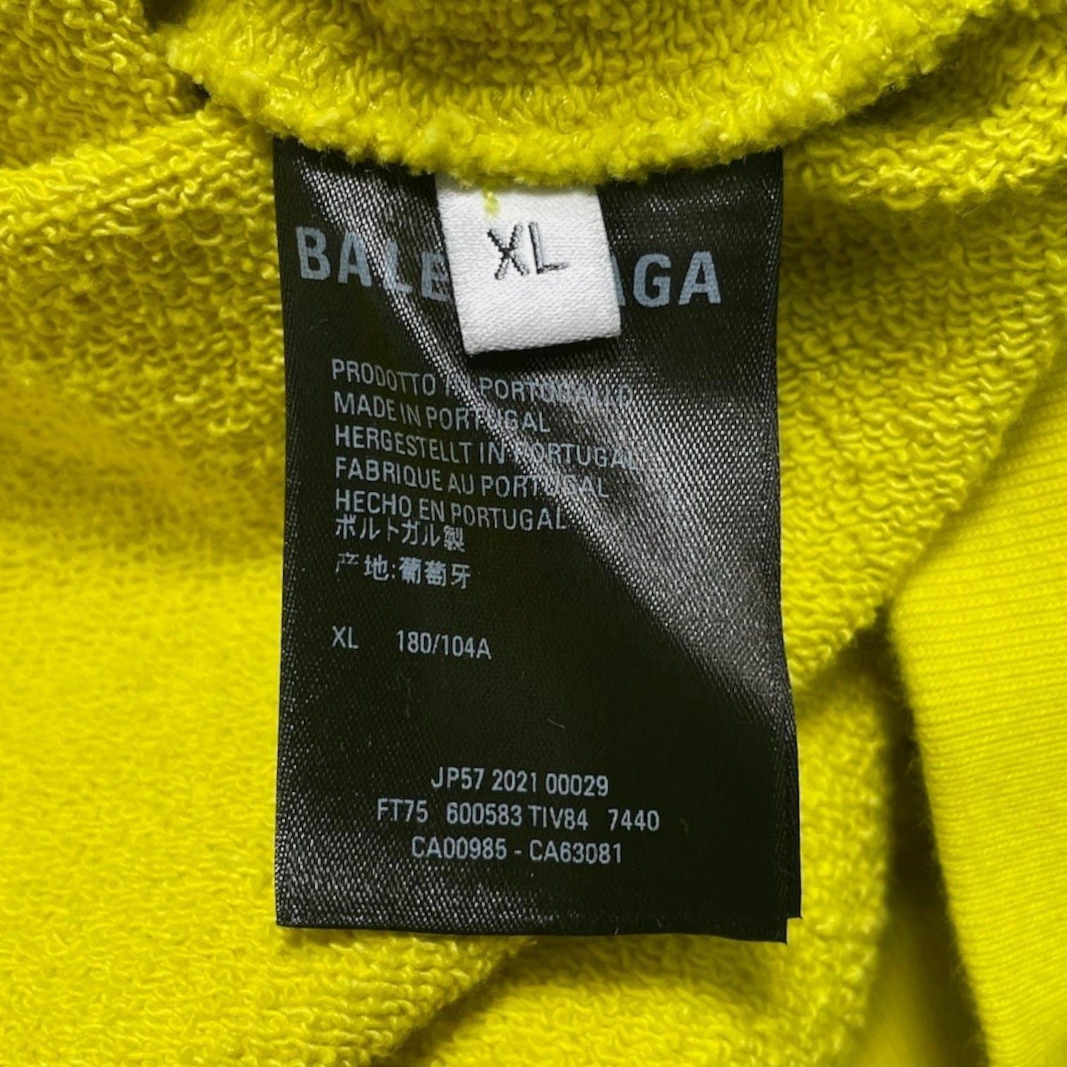 Balenciaga Logo Hooded Sweatshirt Neon Yellow Size US XL / EU 56 / 4 - 5 Thumbnail