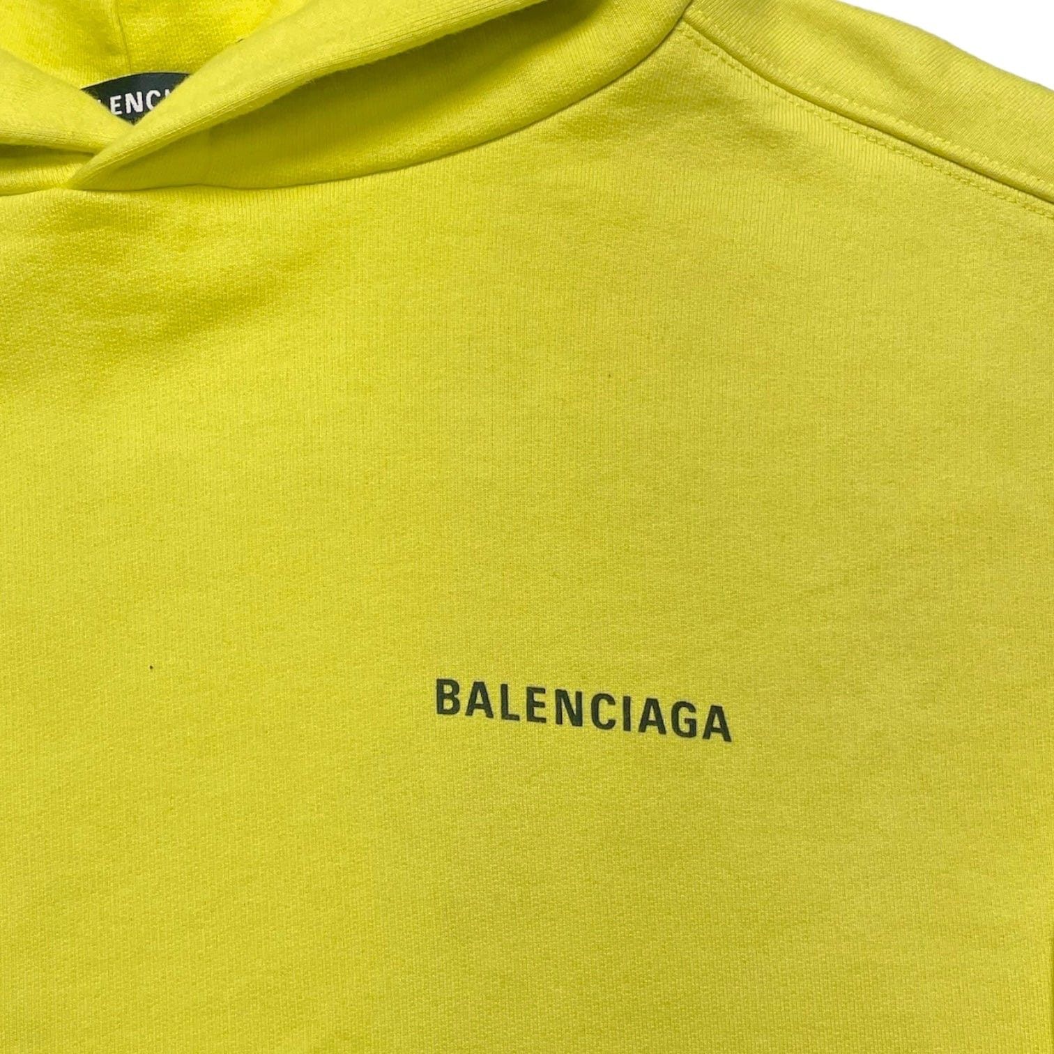 Balenciaga Logo Hooded Sweatshirt Neon Yellow Size US XL / EU 56 / 4 - 3 Thumbnail