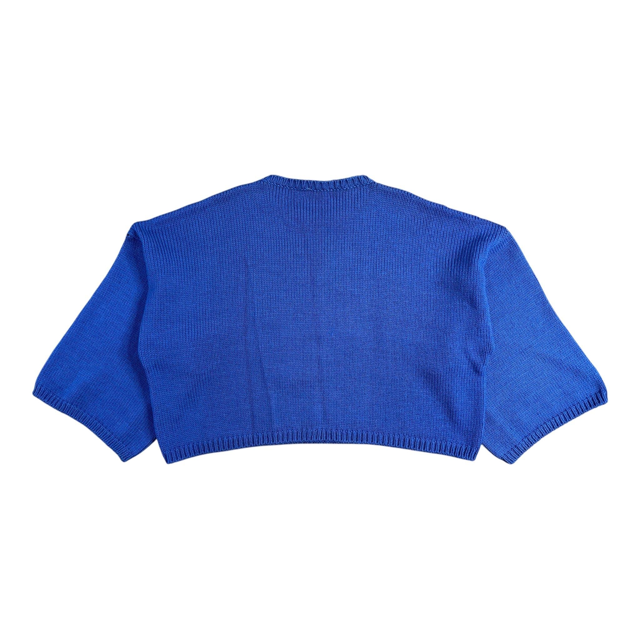 Raf Simons Cropped RS Logo Knit Sweater Blue Red Black Size US L / EU 52-54 / 3 - 2 Thumbnail