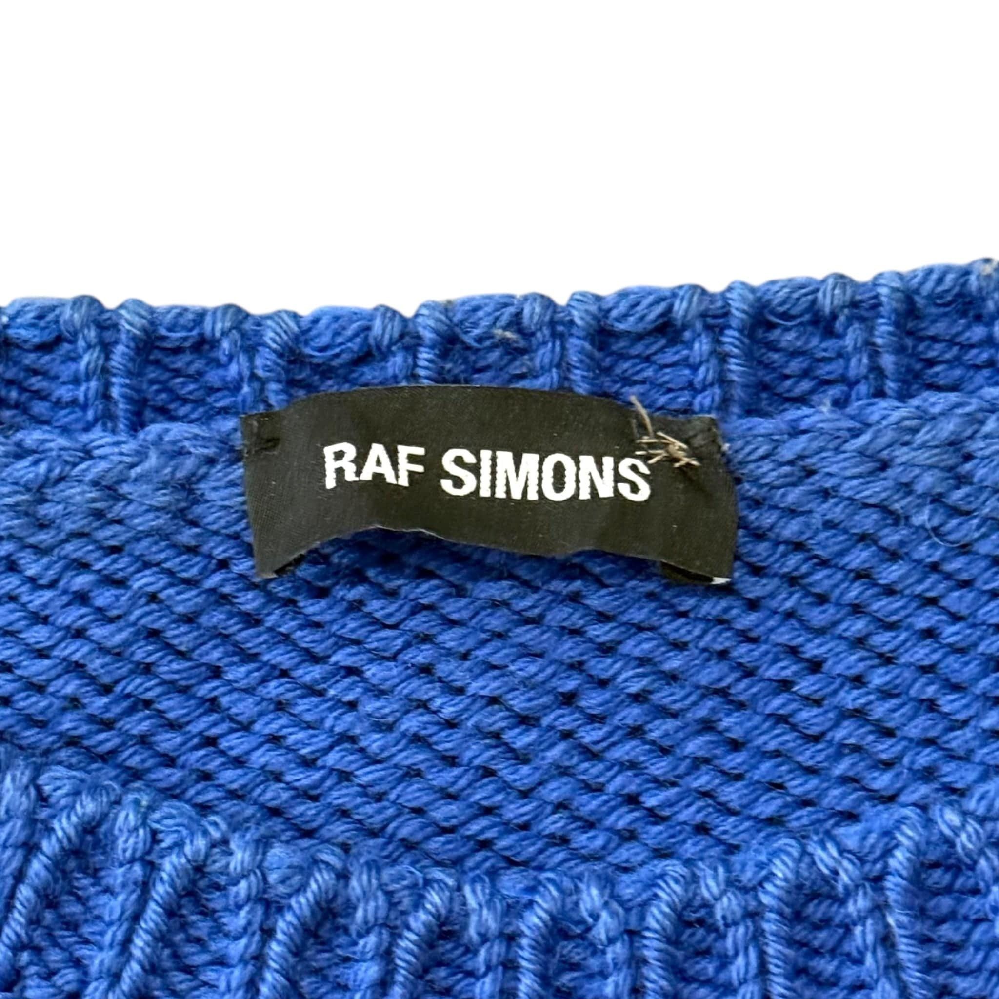 Raf Simons Cropped RS Logo Knit Sweater Blue Red Black Size US L / EU 52-54 / 3 - 4 Thumbnail