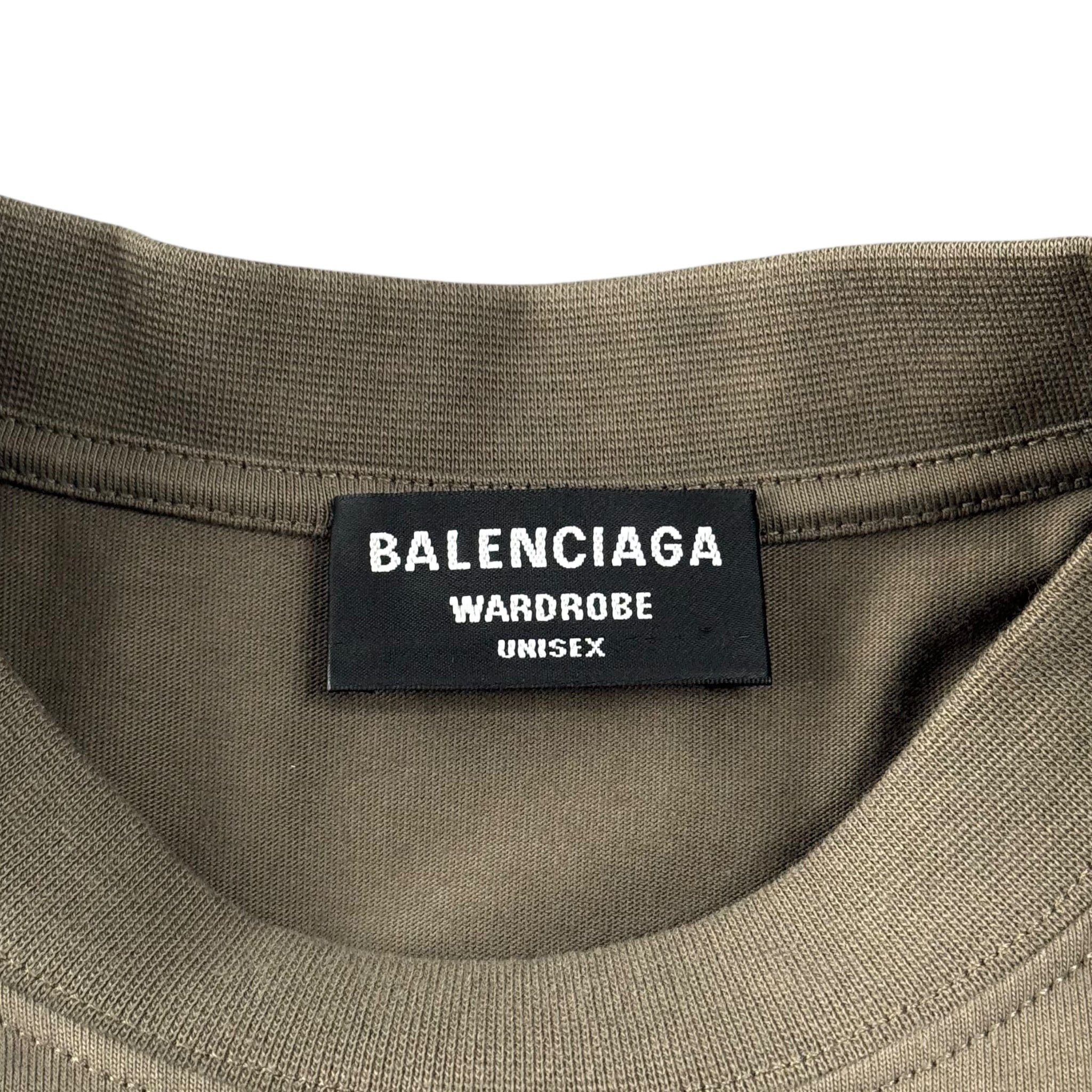 Balenciaga Campaign Logo Short Sleeve Tee Shirt Olive Green Size US M / EU 48-50 / 2 - 5 Thumbnail