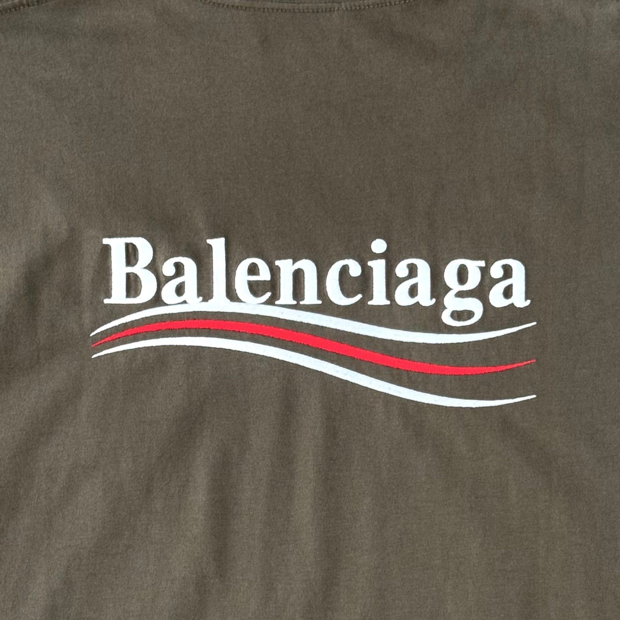 Balenciaga Campaign Logo Short Sleeve Tee Shirt Olive Green Size US M / EU 48-50 / 2 - 4 Thumbnail