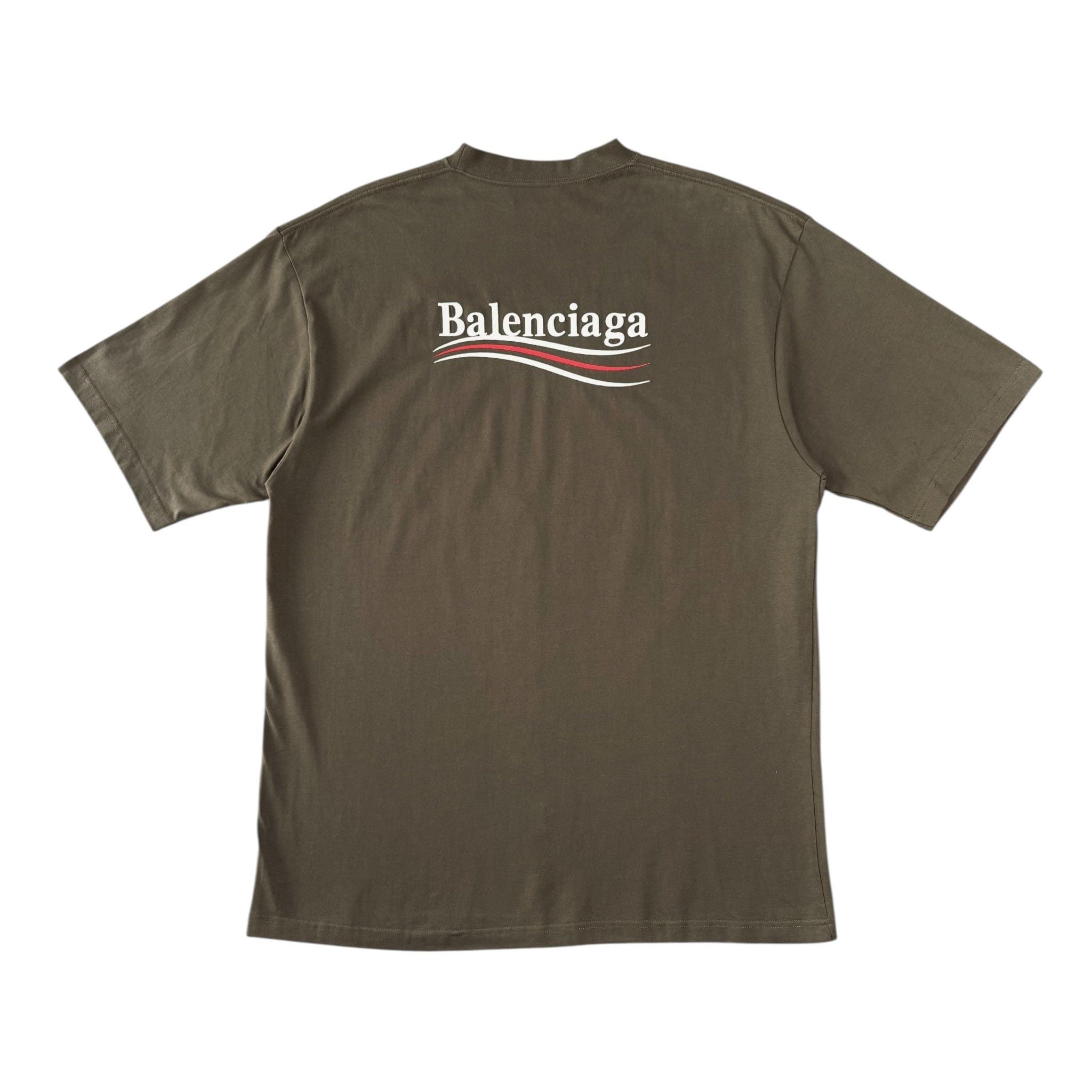 Balenciaga Campaign Logo Short Sleeve Tee Shirt Olive Green Size US M / EU 48-50 / 2 - 2 Thumbnail