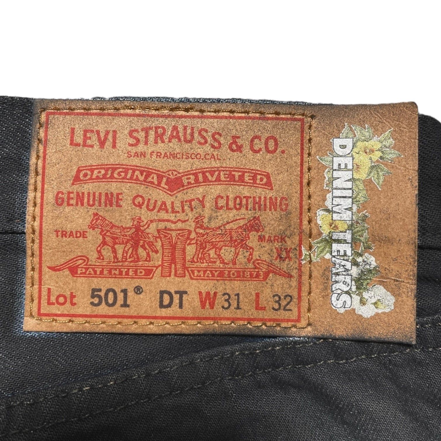 DENIM TEARS Levi's Cotton Wreath Jeans Black Red Clay Size US 31 - 4 Thumbnail