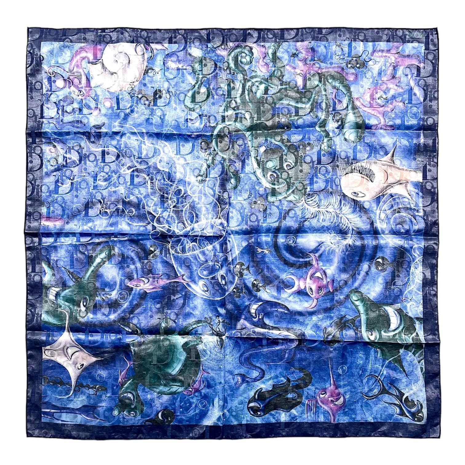 Dior Dior x Kenny Scharf Silk Handkercheif Blue Black Size ONE SIZE - 2 Thumbnail