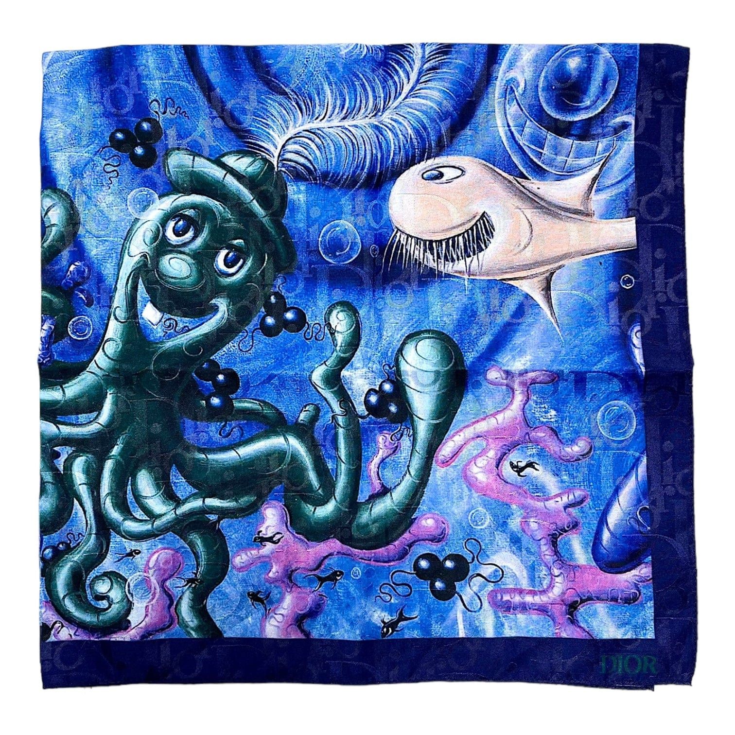 Dior Dior x Kenny Scharf Silk Handkercheif Blue Black Size ONE SIZE - 3 Thumbnail