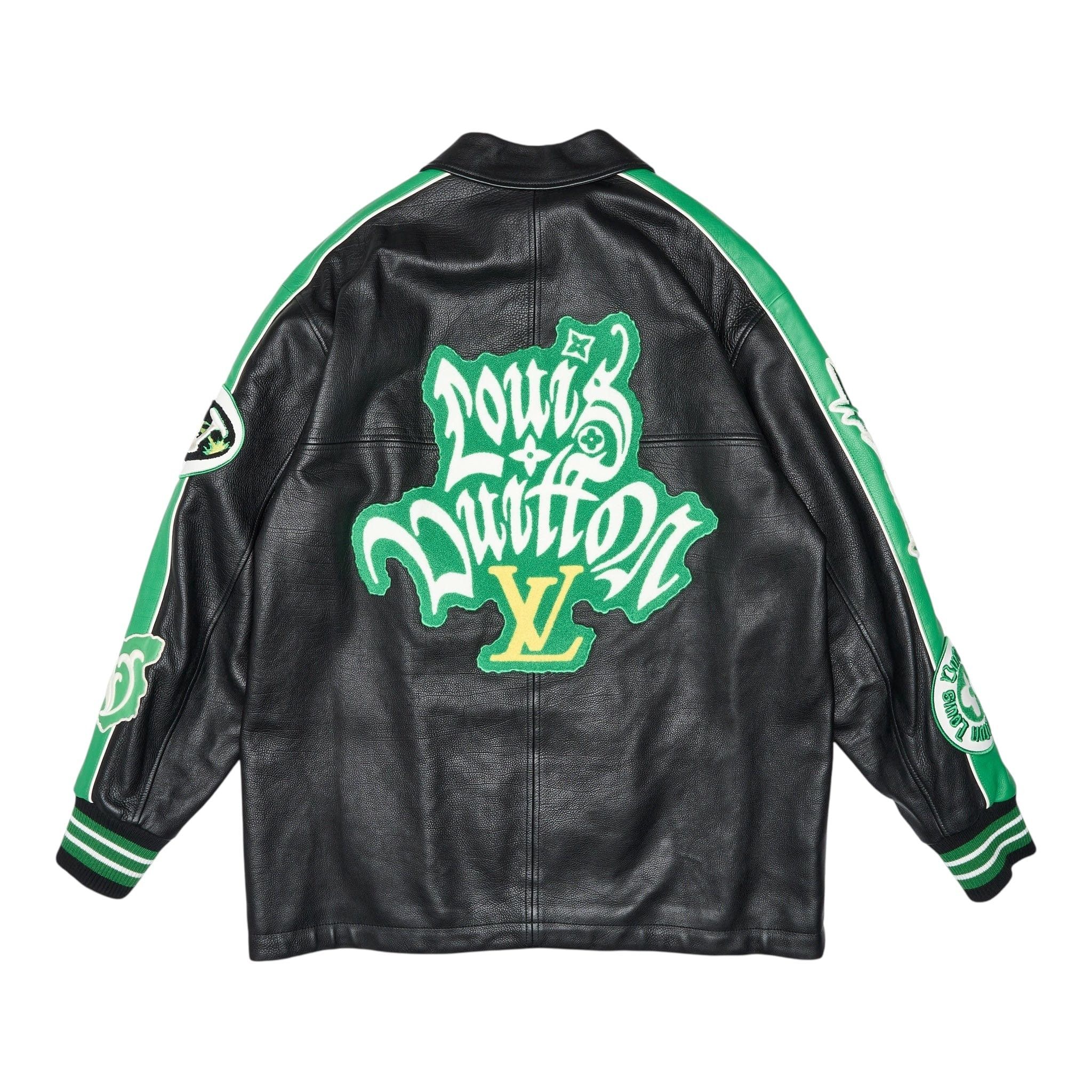 Louis Vuitton Flower Patch Long Leather Coach Jacket Black Green Multi Size US XL / EU 56 / 4 - 2 Thumbnail