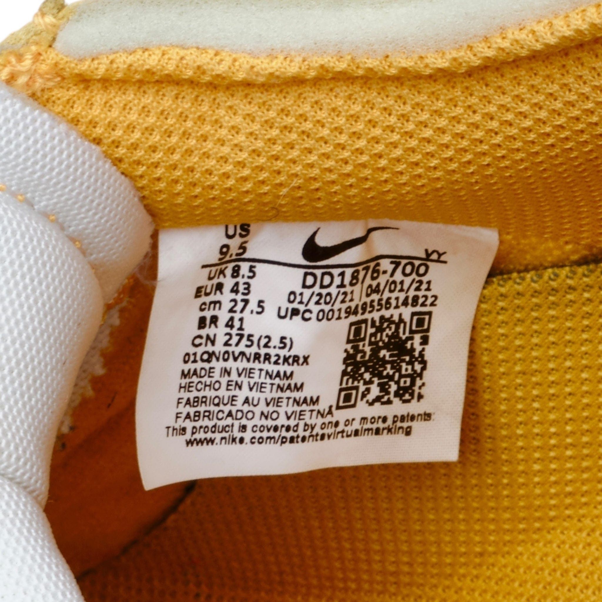 Nike Air Force 1 Low Off-White University Gold Metallic Silver Size US 9.5 / EU 42-43 - 8 Thumbnail