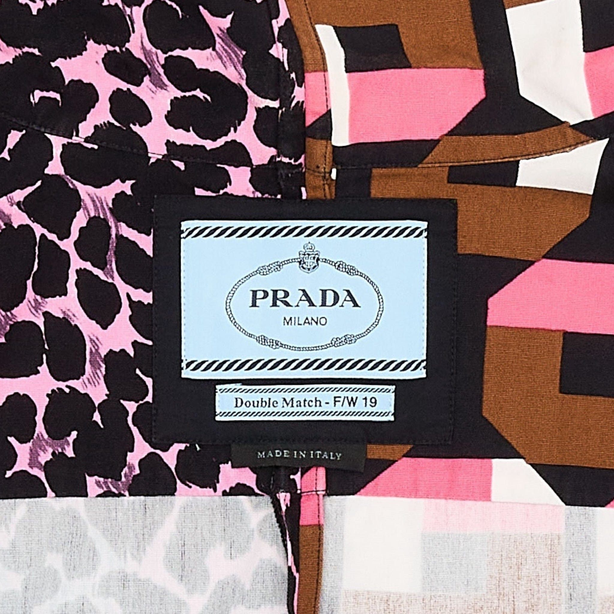 Prada Cheetah Double Match Bowling Button Up Shirt Pink Black Mul Size US M / EU 48-50 / 2 - 4 Thumbnail