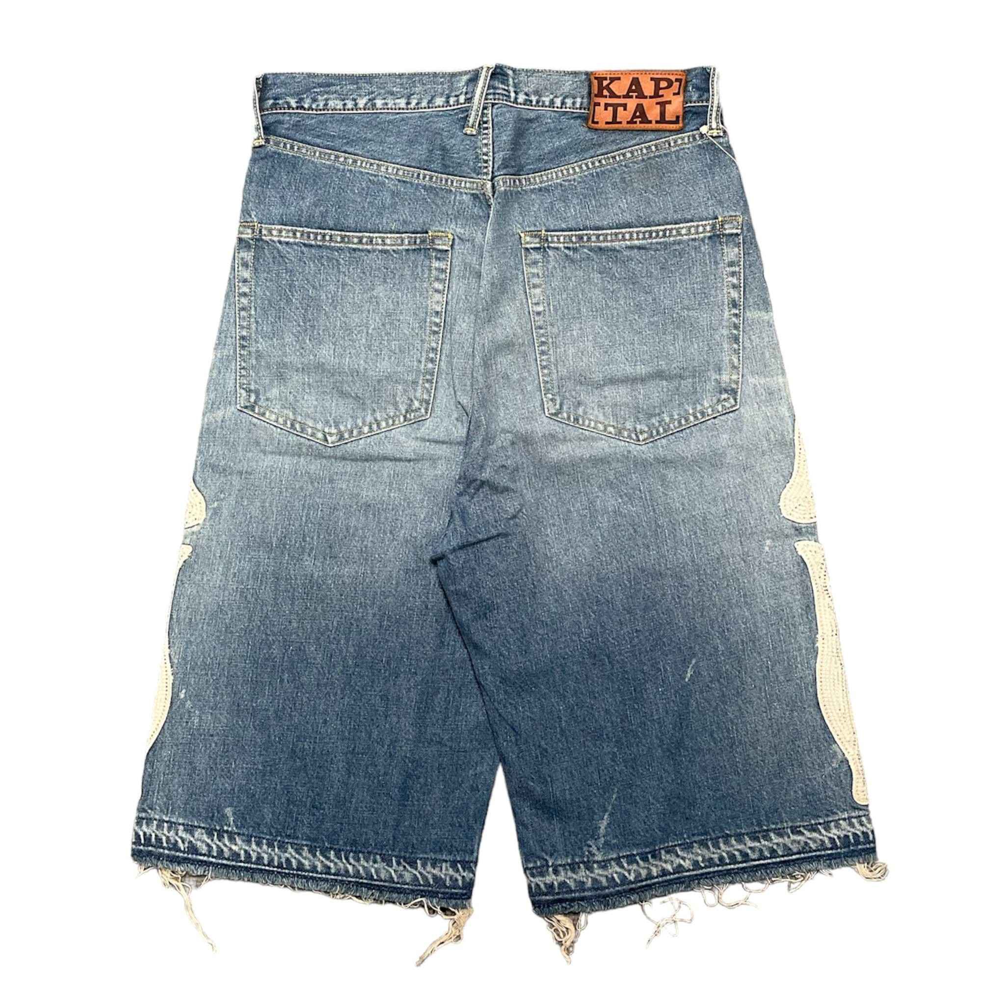 Kapital Bone Denim Shorts Indigo White Size US 32 / EU 48 - 2 Thumbnail