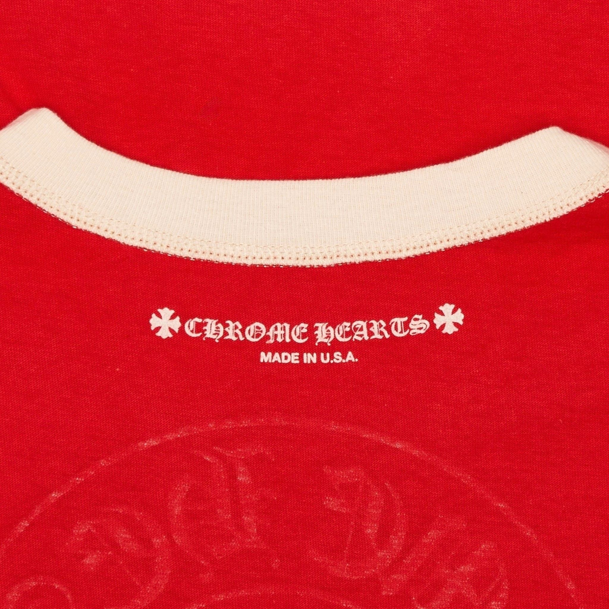 Chrome Hearts Ringer Horseshoe Scroll Logo Short Sleeve Tee Shirt Red Whi Size S / US 4 / IT 40 - 5 Thumbnail