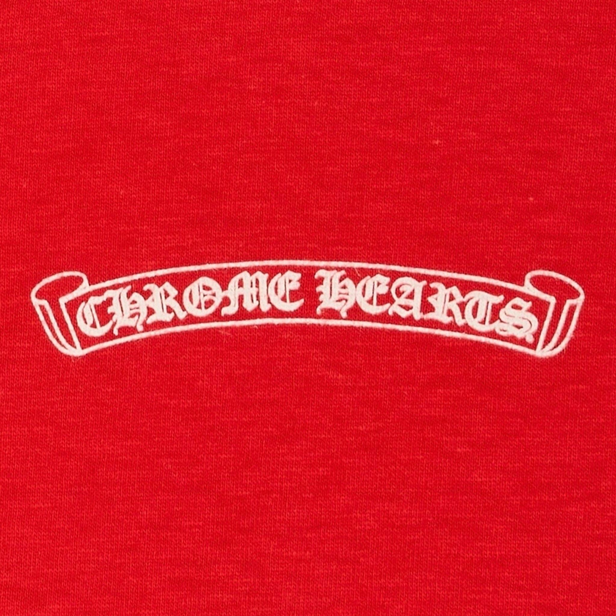 Chrome Hearts Ringer Horseshoe Scroll Logo Short Sleeve Tee Shirt Red Whi Size S / US 4 / IT 40 - 4 Thumbnail