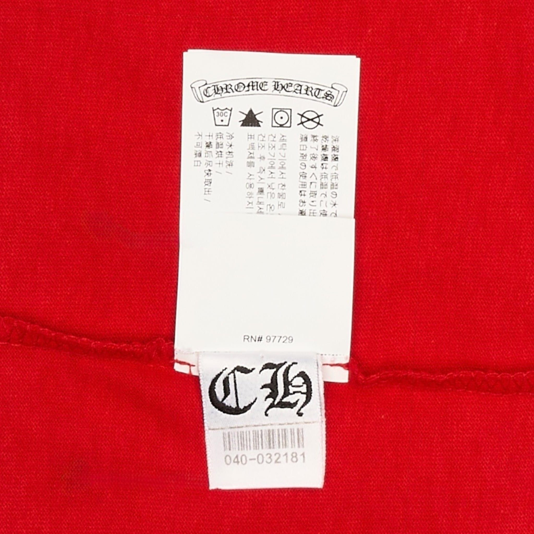 Chrome Hearts Ringer Horseshoe Scroll Logo Short Sleeve Tee Shirt Red Whi Size S / US 4 / IT 40 - 9 Thumbnail