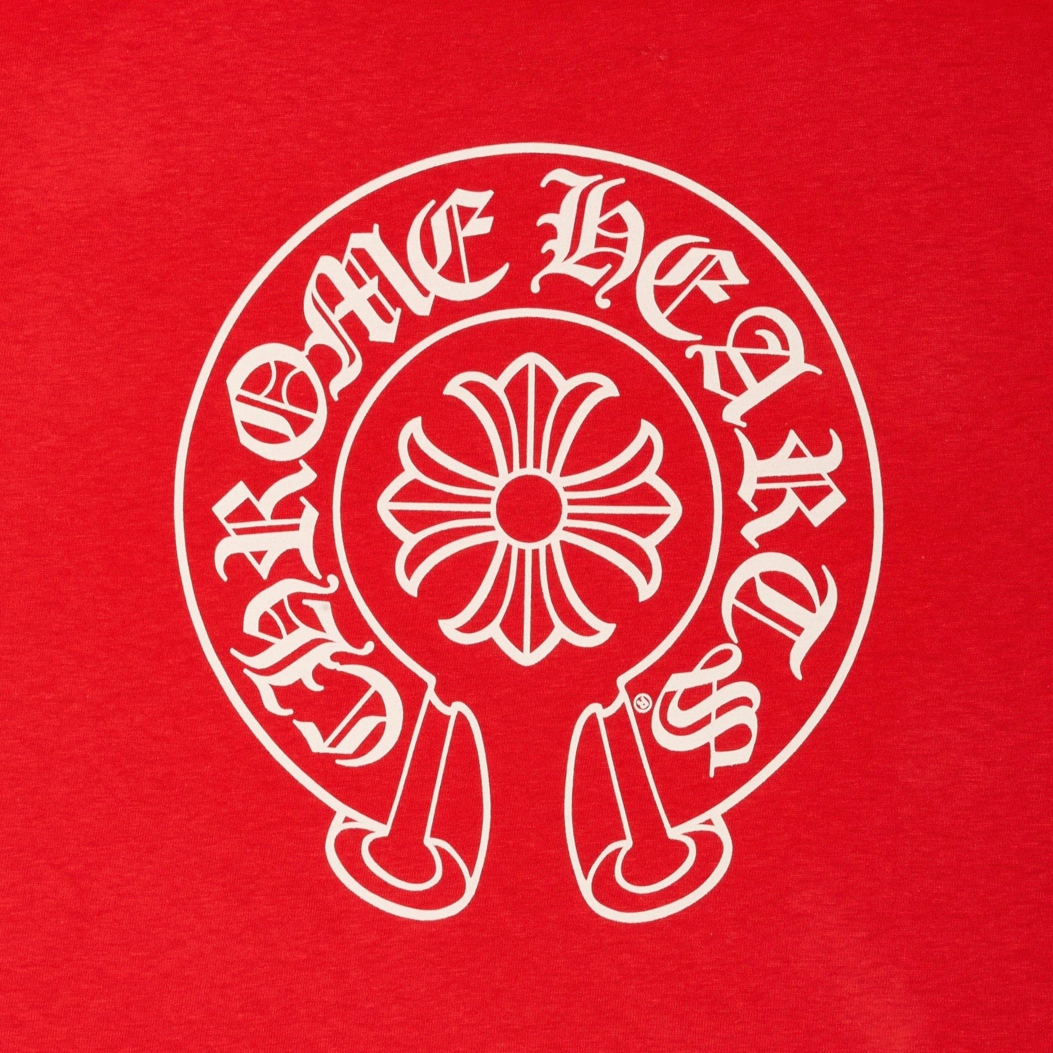 Chrome Hearts Ringer Horseshoe Scroll Logo Short Sleeve Tee Shirt Red Whi Size S / US 4 / IT 40 - 3 Thumbnail