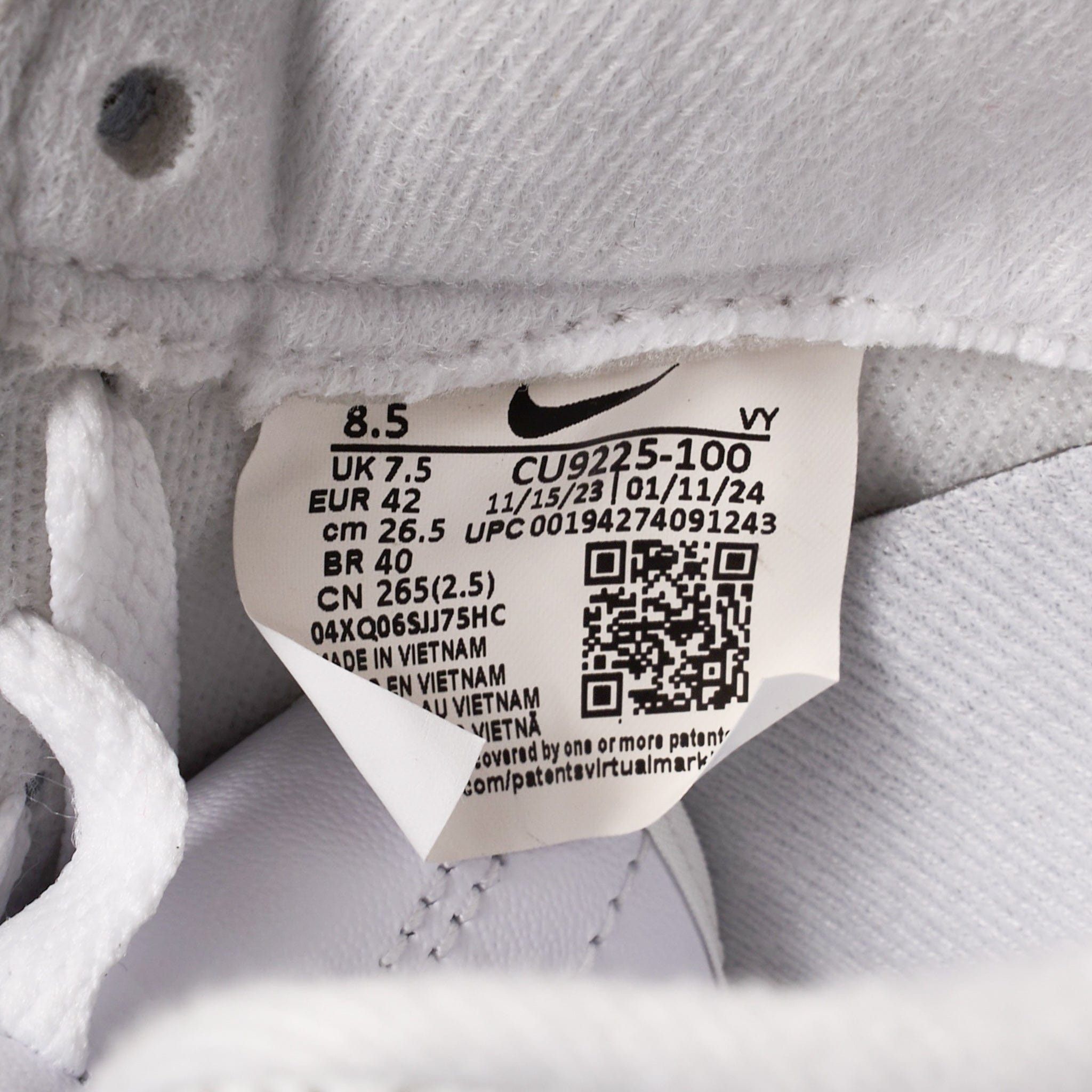 Nike Air Force 1 Low Supreme White Size US 11.5 / EU 44-45 - 8 Thumbnail