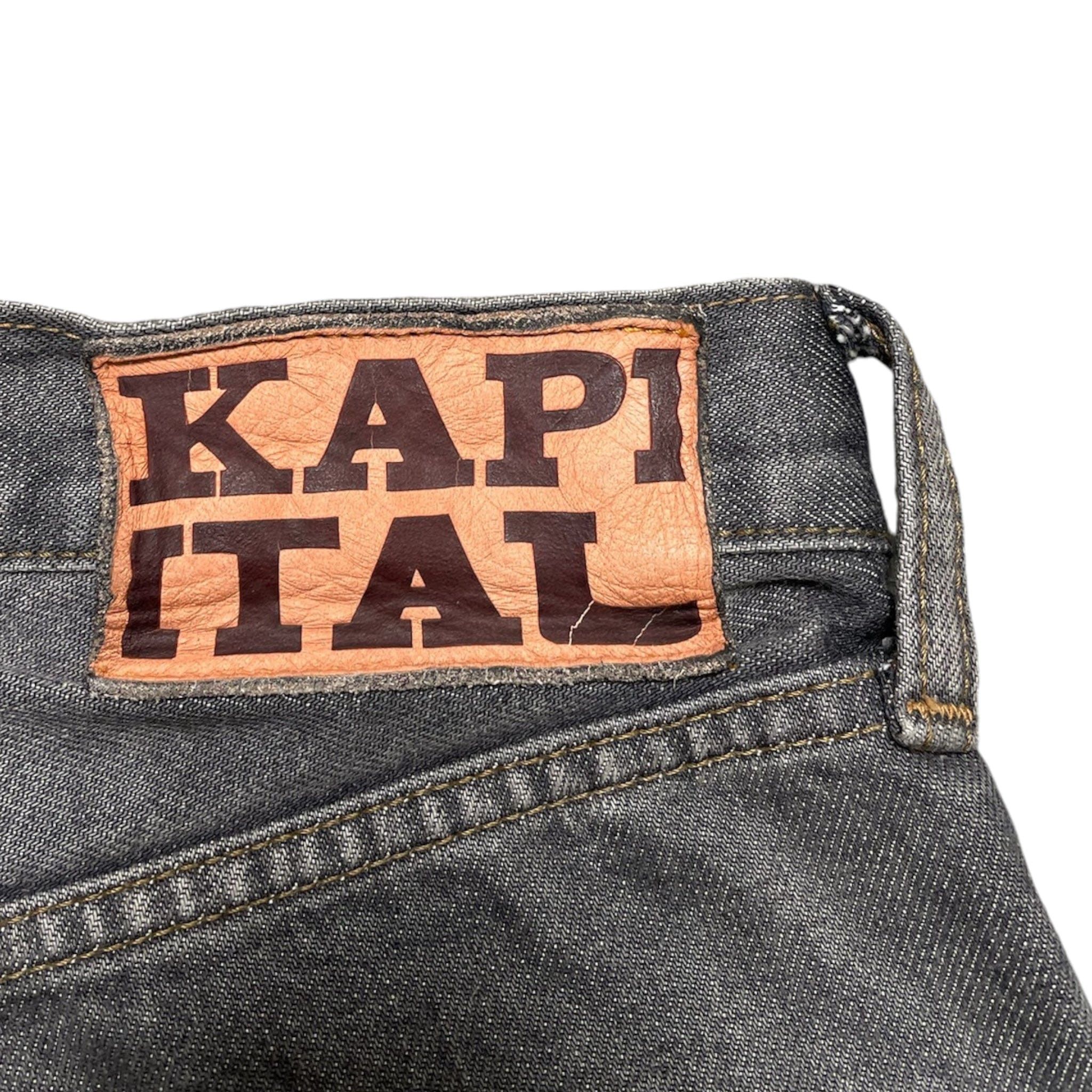 Kapital Bone Denim Shorts Washed Black White Size US 36 / EU 52 - 4 Thumbnail