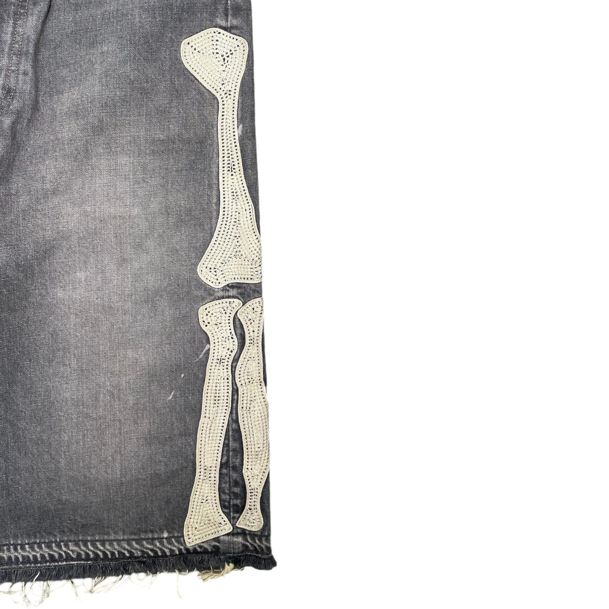 Kapital Bone Denim Shorts Washed Black White Size US 36 / EU 52 - 3 Thumbnail