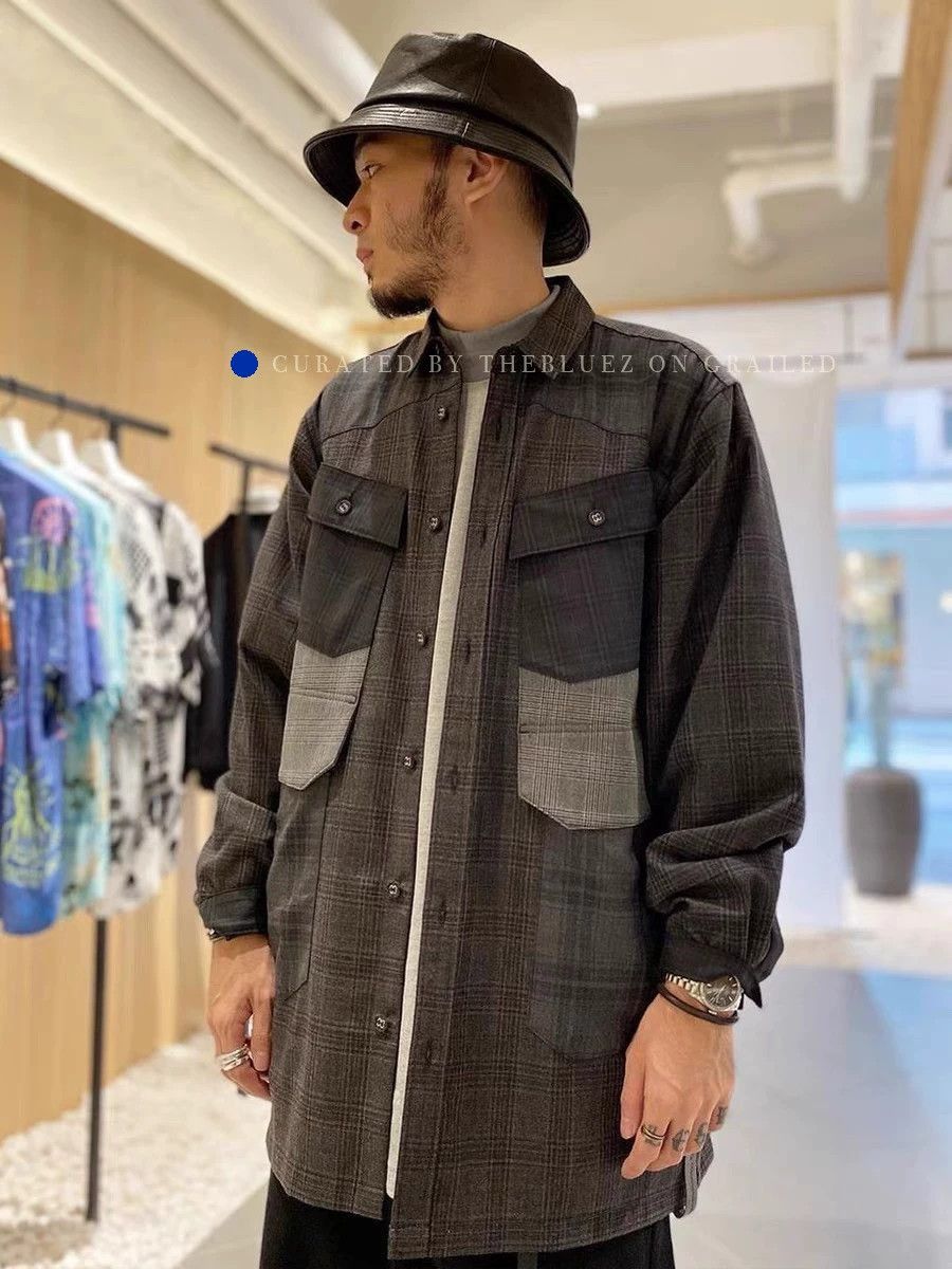 White Mountaineering Oversized Glen Check Wool Blend Shirt Size US S / EU 44-46 / 1 - 8 Thumbnail