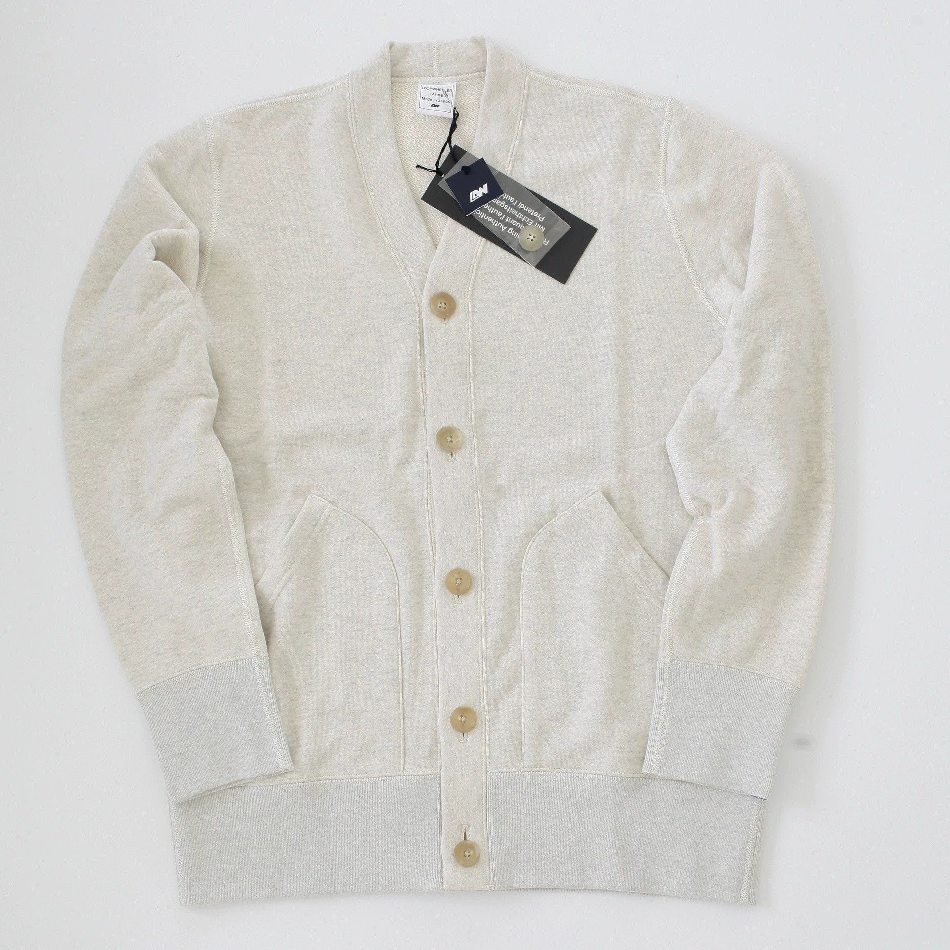 Loopwheeler Beige Loopwheeler Cardigan, Size L Size US L / EU 52-54 / 3 - 2 Thumbnail