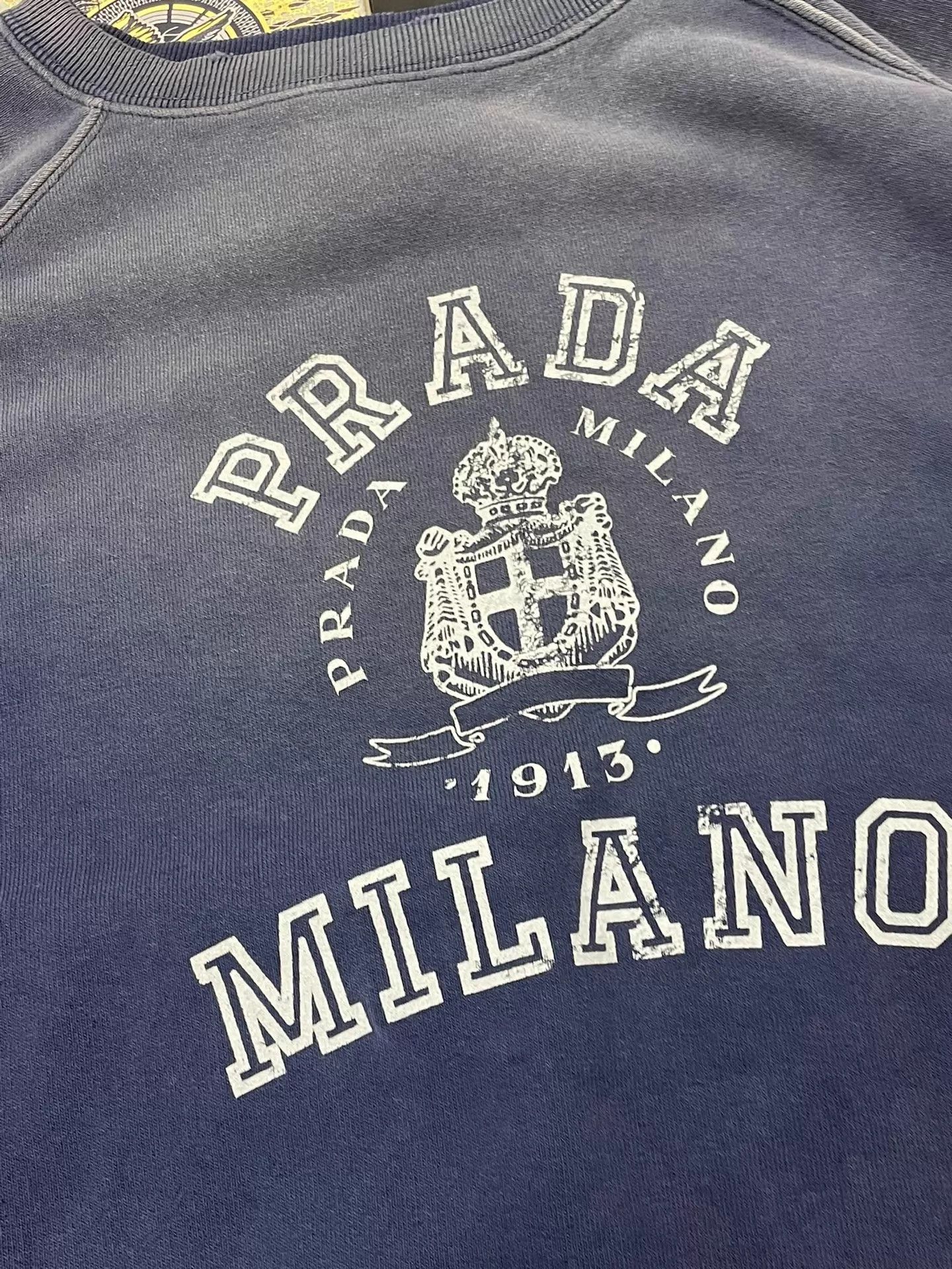 Prada Washed Blue Distressed Short Sleeve T-Shirt Size US M / EU 48-50 / 2 - 2 Thumbnail
