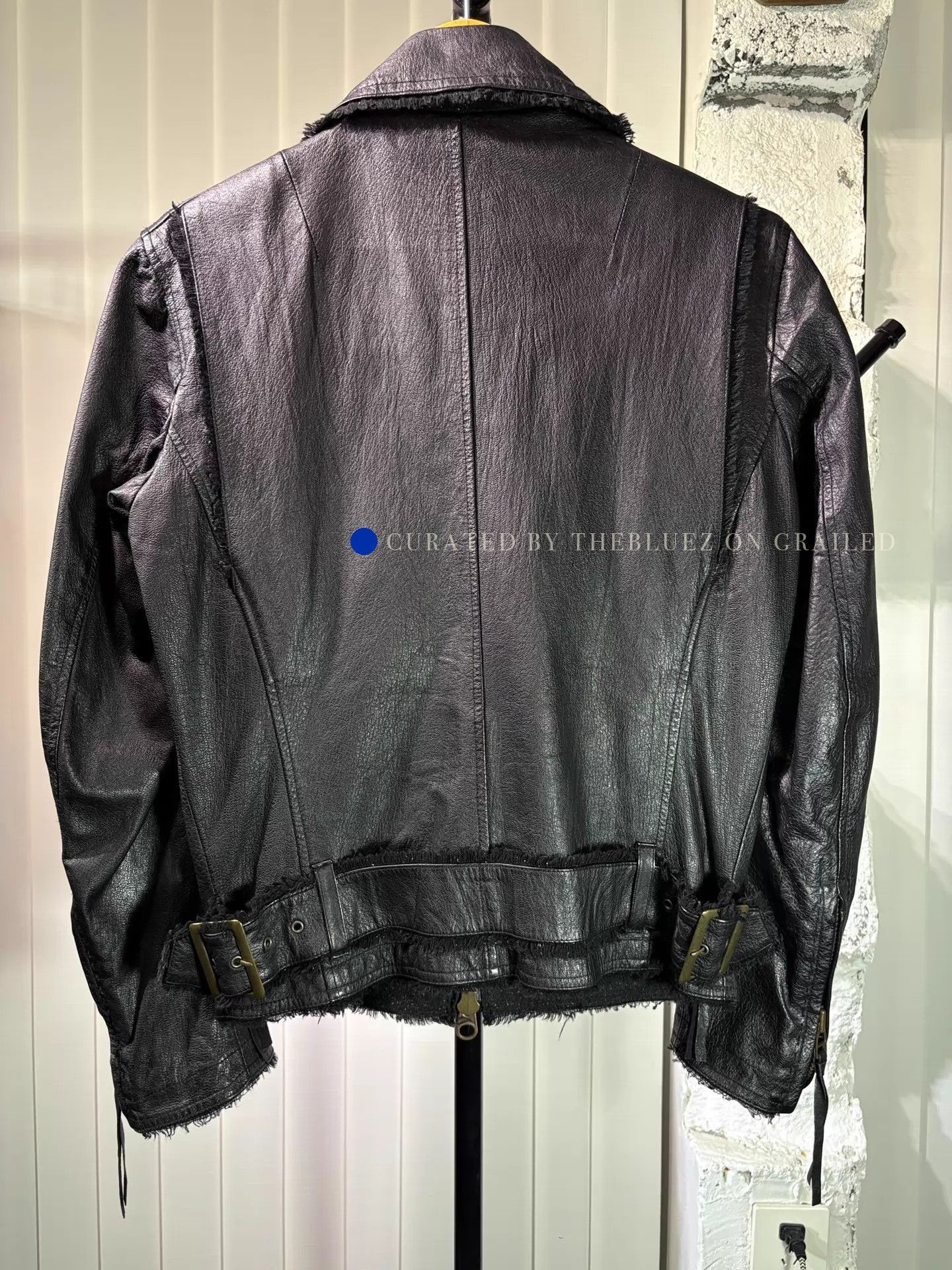Katharine Hamnett London Vintage Frayed Black Leather Jacket Size US S / EU 44-46 / 1 - 2 Thumbnail