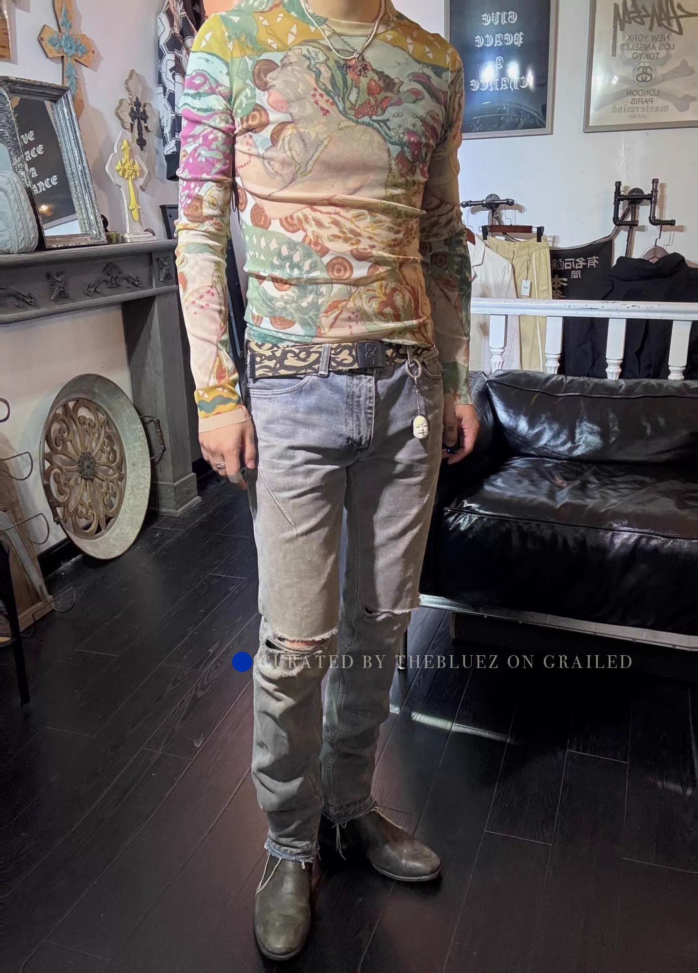 Number (N)ine Distressed Mud-Dyed Skinny Jeans Size US 34 / EU 50 - 4 Thumbnail