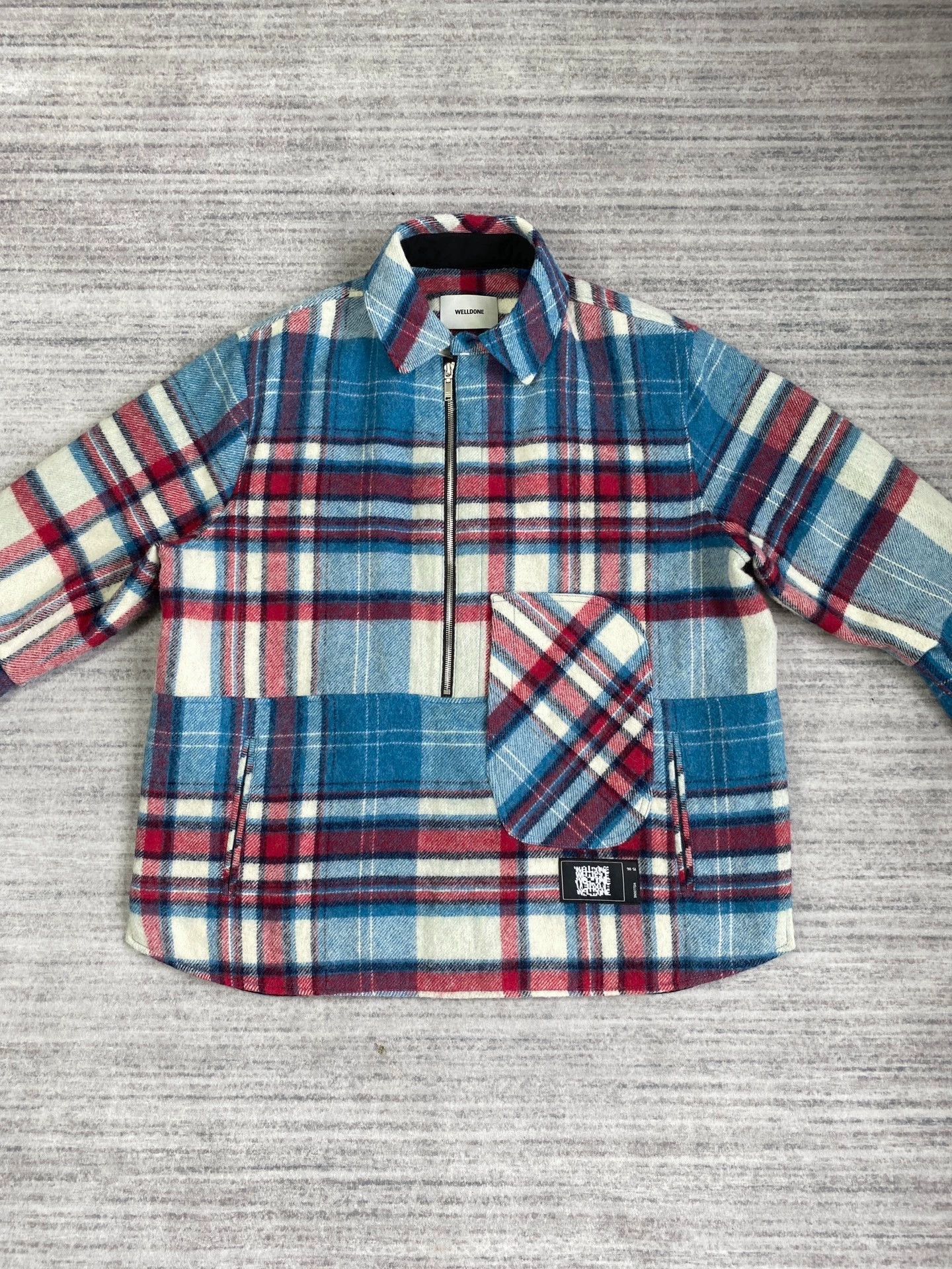 WE11DONE Multi Check Half-Zip Wool Jacket Size US M / EU 48-50 / 2 - 2 Thumbnail