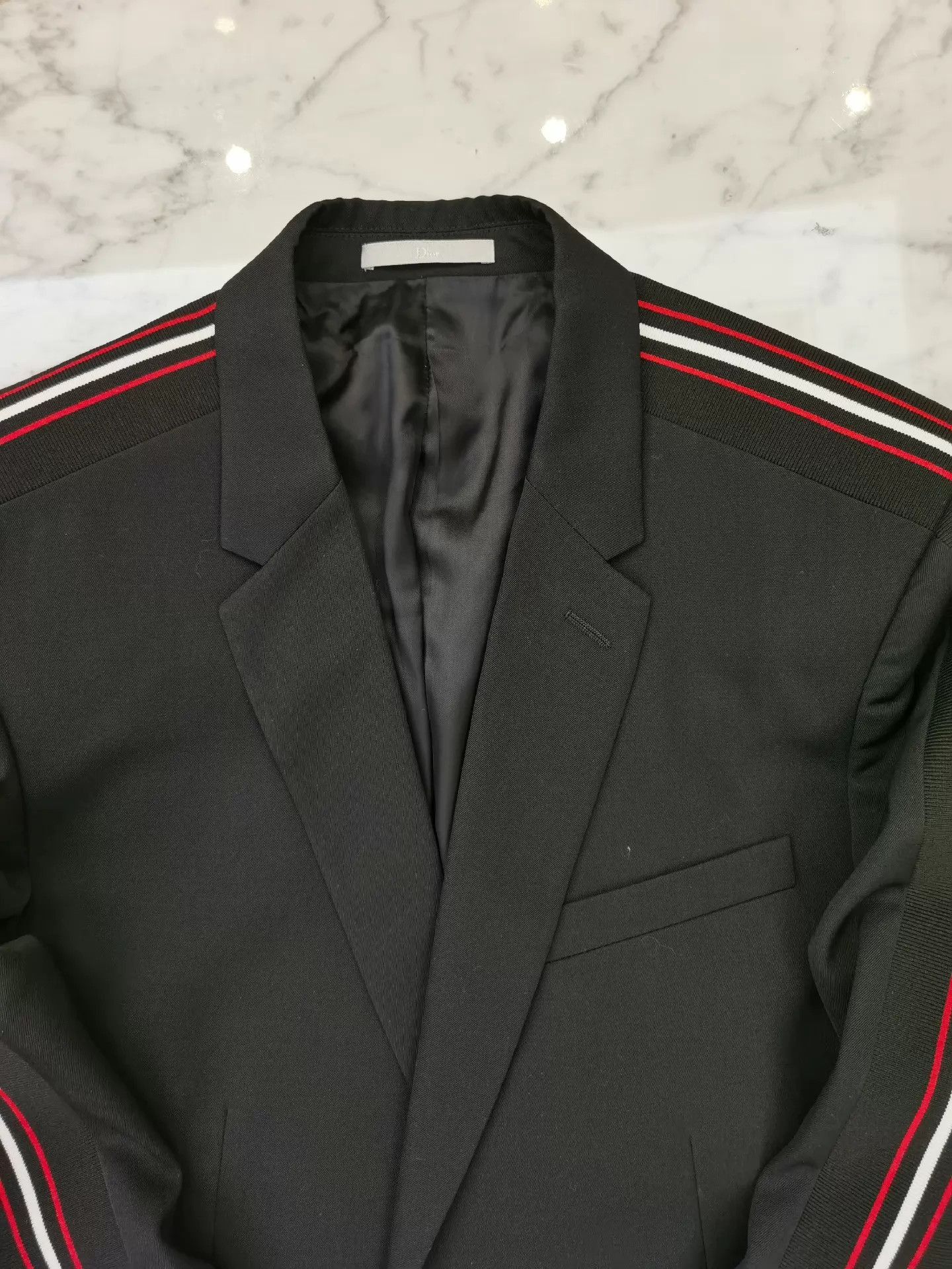 Dior Elegant Black Wool Blazer with Side Stripe Size US M / EU 48-50 / 2 - 9 Thumbnail
