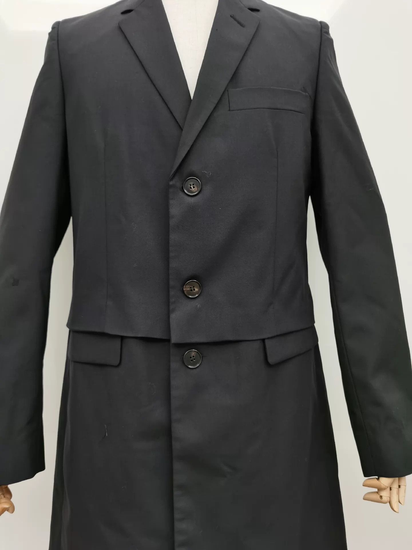 Maison Margiela Color-Blocked Long Blazer with Mended Cuffs Size US S / EU 44-46 / 1 - 2 Thumbnail