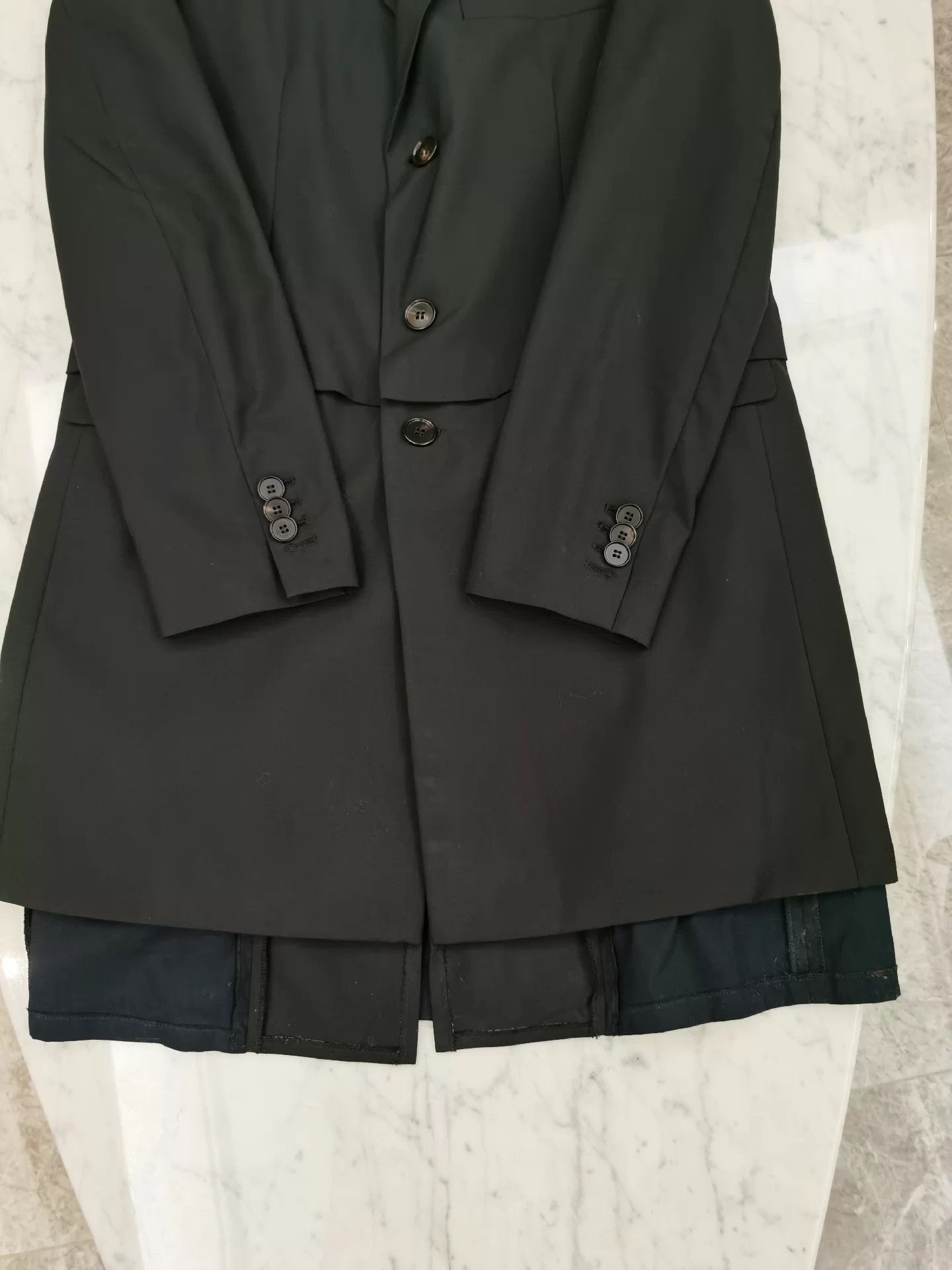Maison Margiela Color-Blocked Long Blazer with Mended Cuffs Size US S / EU 44-46 / 1 - 9 Thumbnail