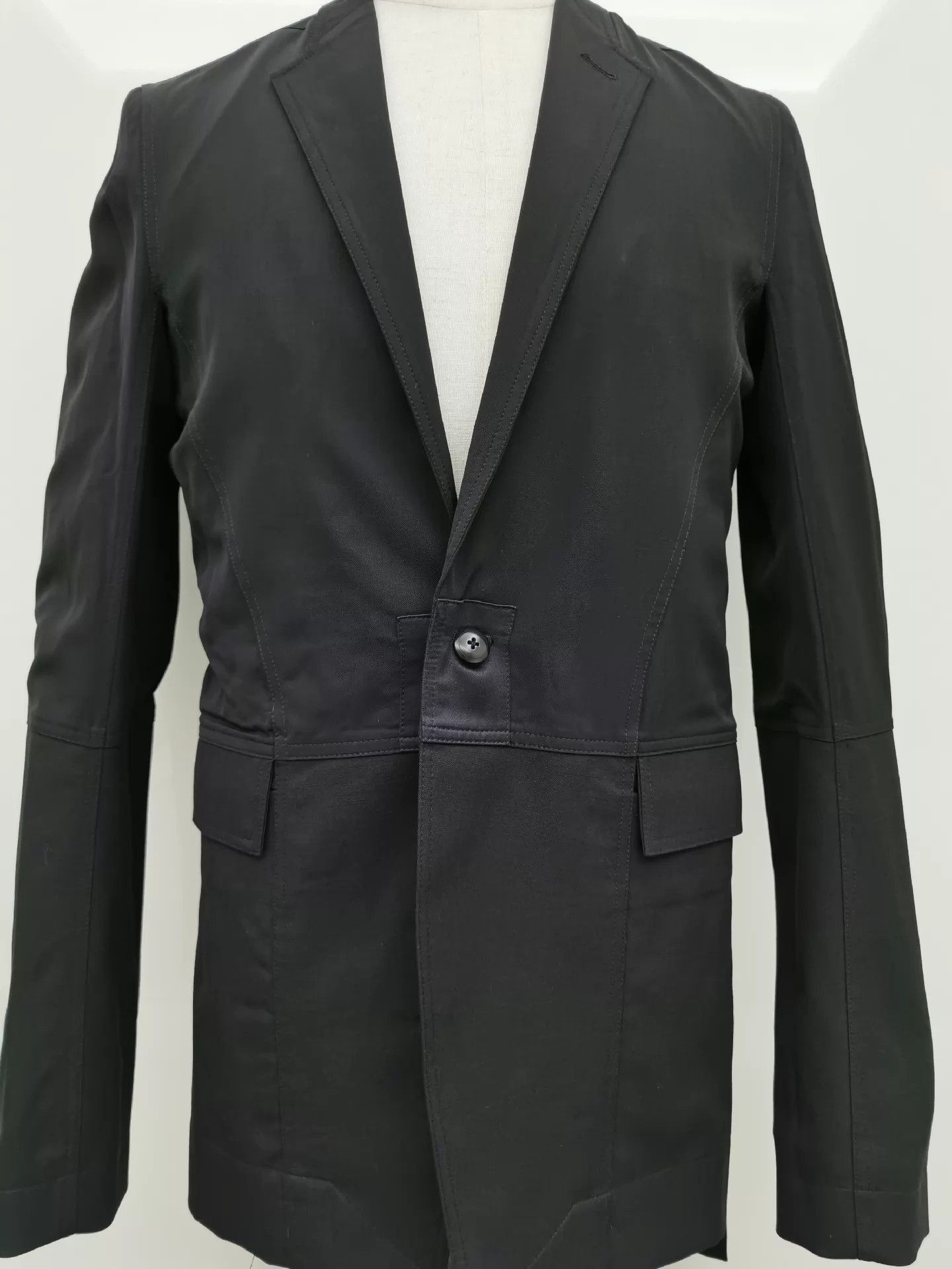 Rick Owens Unique Black Paneled Summer Blazer Size US M / EU 48-50 / 2 - 2 Thumbnail