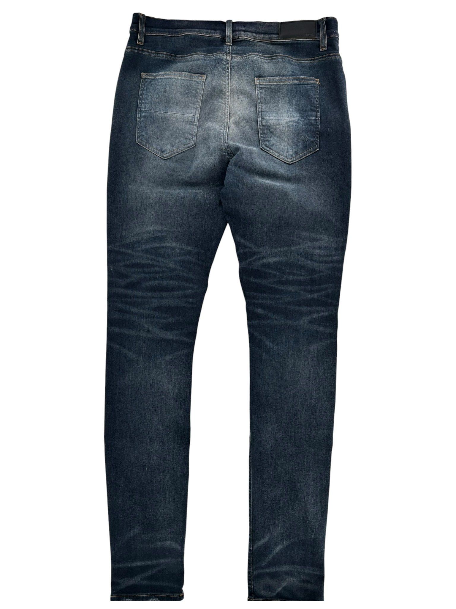 Amiri MX1 Leather Patch Jeans Deep Indigo/Black Size US 28 / EU 44 - 4 Thumbnail