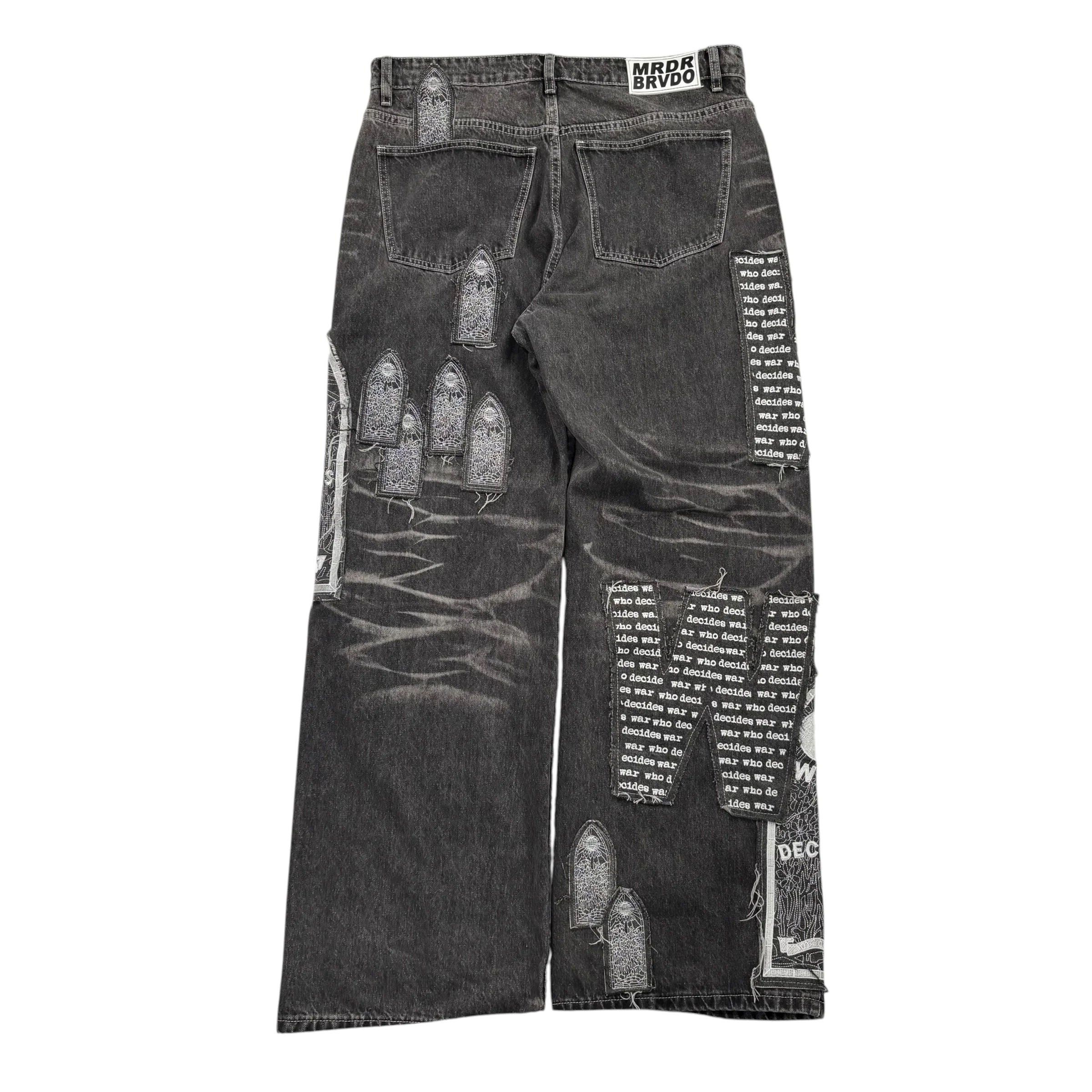 Who Decides War Motif Jeans "Grey" Size US 32 / EU 48 - 3 Thumbnail