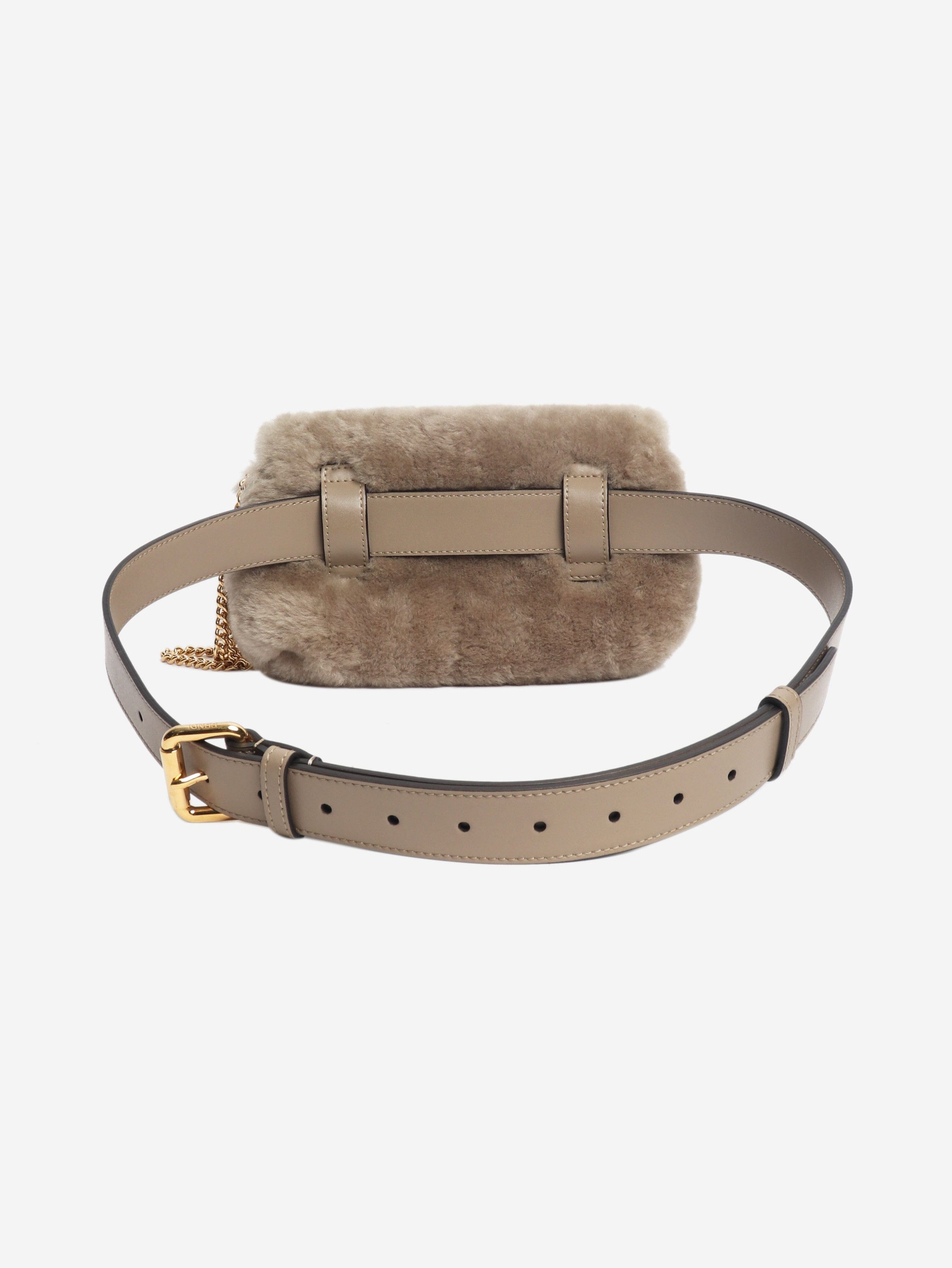 Fendi Taupe shearling belt bag Size ONE SIZE - 3 Thumbnail