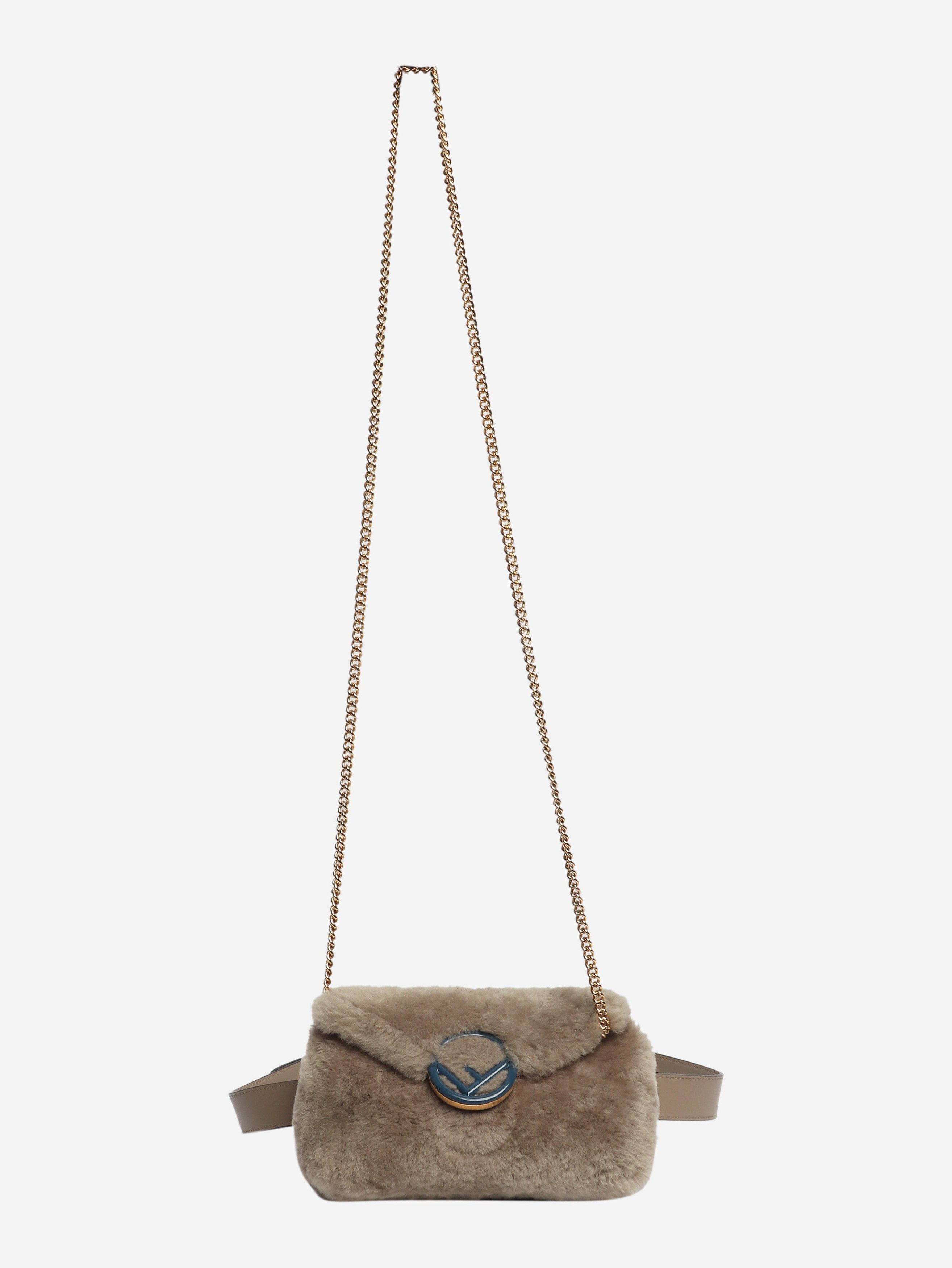 Fendi Taupe shearling belt bag Size ONE SIZE - 2 Thumbnail