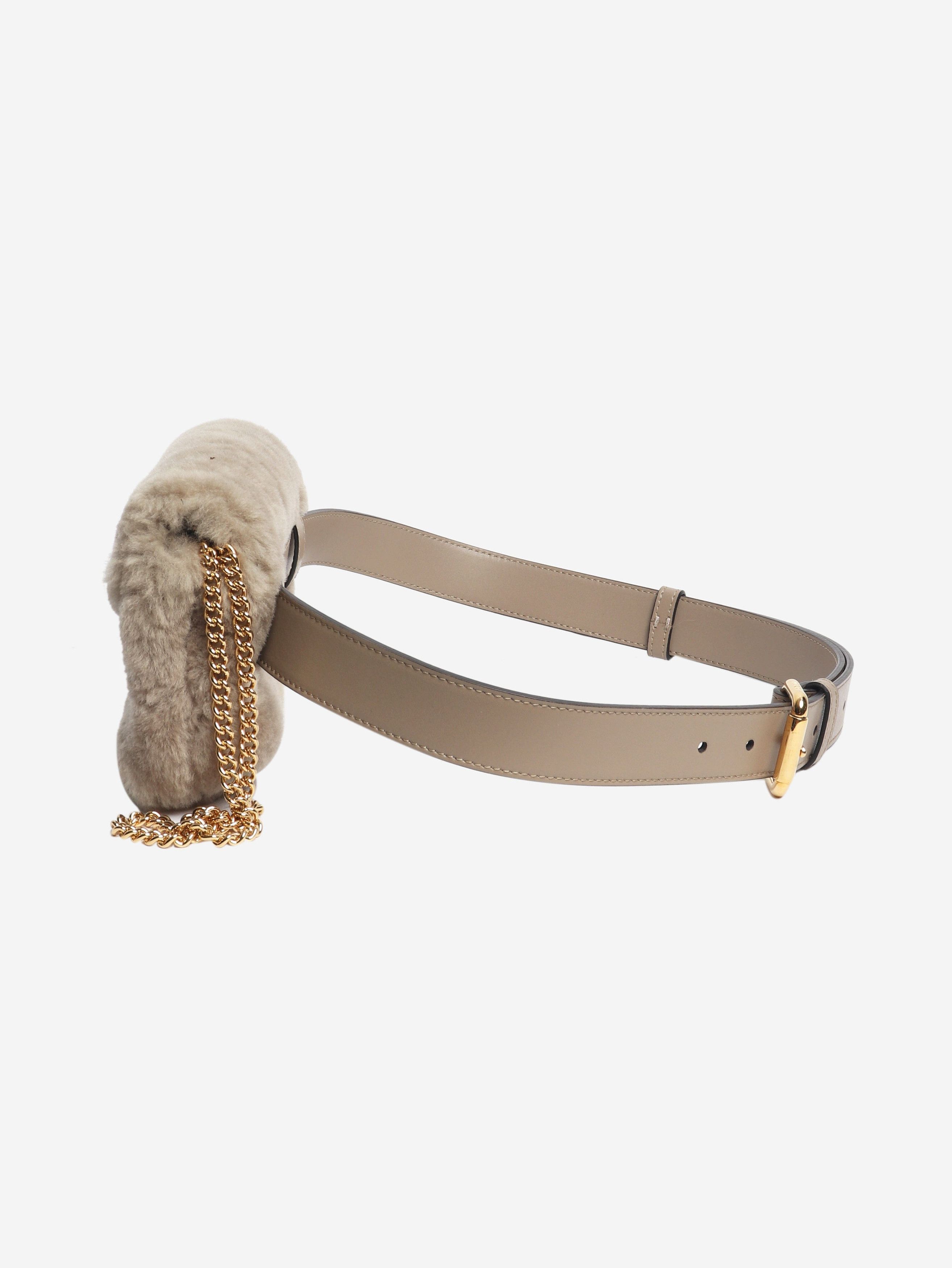 Fendi Taupe shearling belt bag Size ONE SIZE - 4 Thumbnail