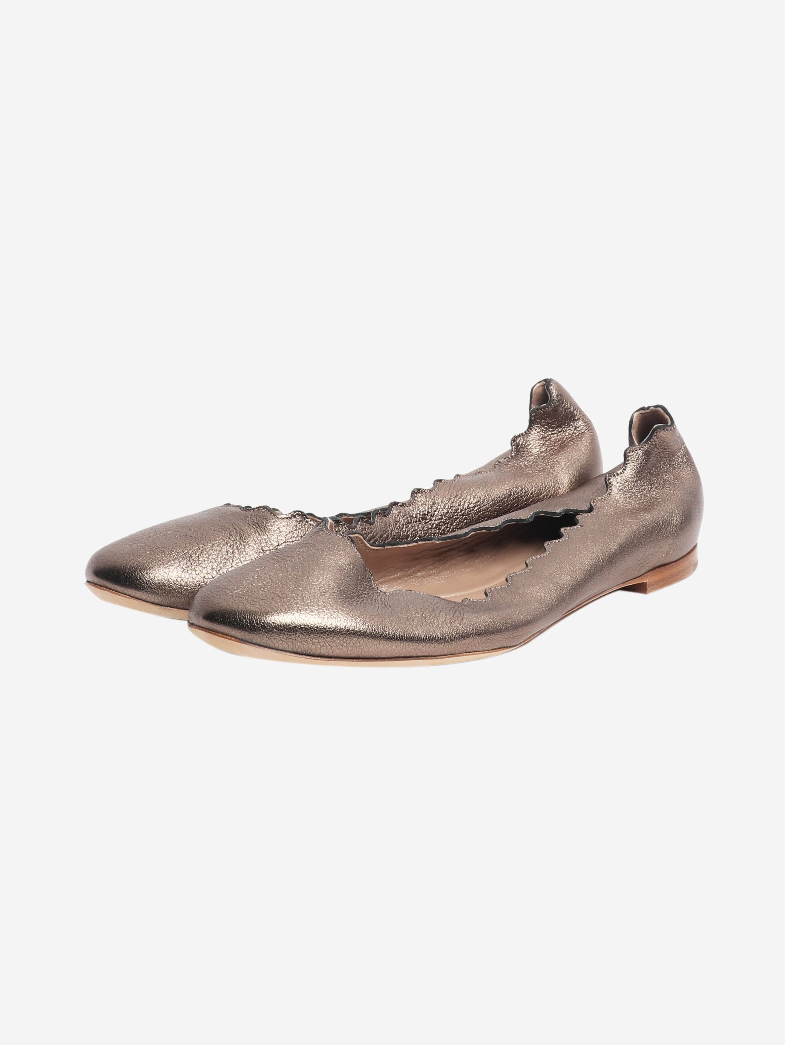 Chloe Cool bronze scallop-edge ballet flats - EU 37 Size US 6 / IT 36 - 2 Thumbnail