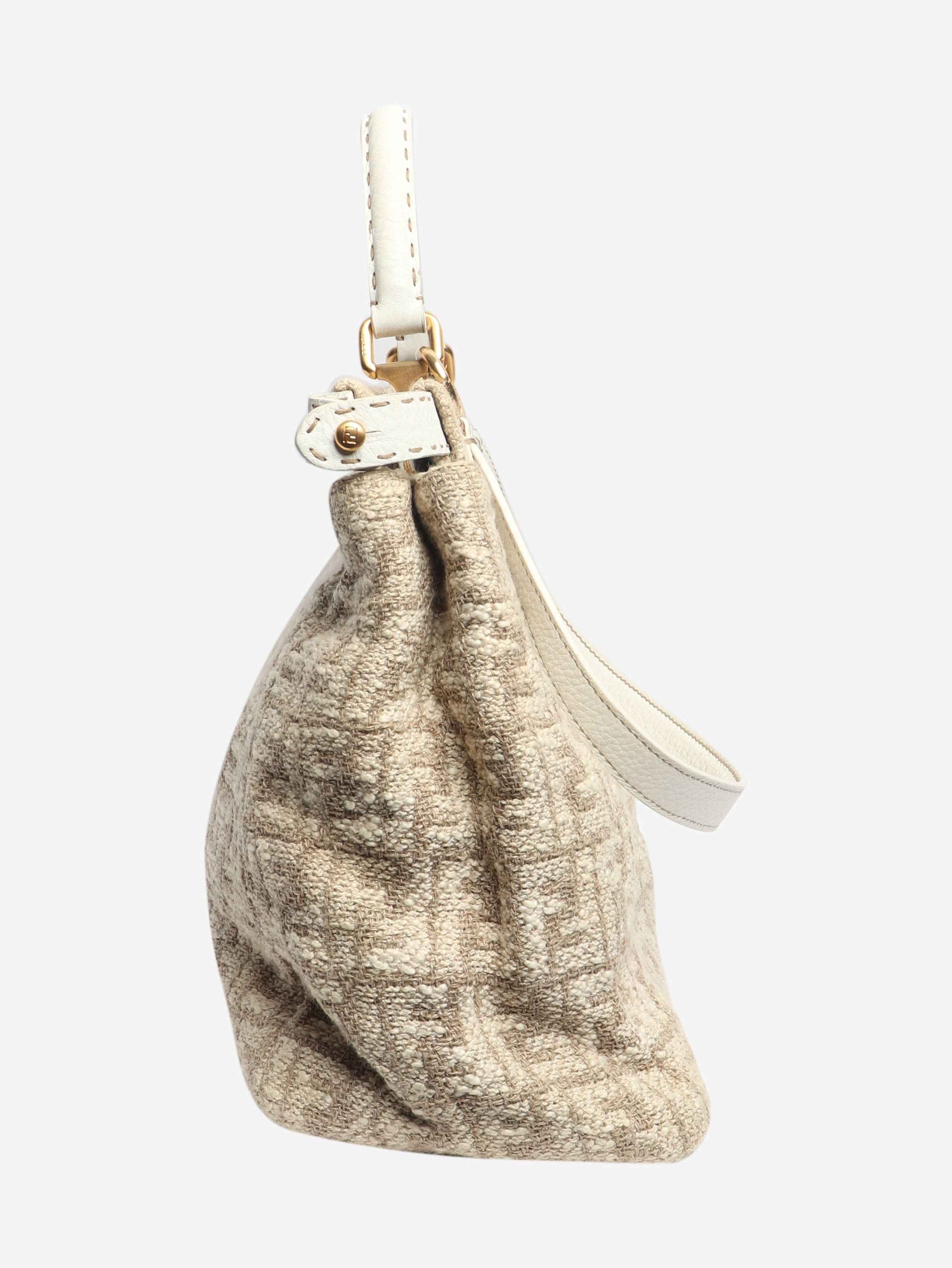 Fendi Neutral Peekaboo tweed shoulder bag Size ONE SIZE - 2 Thumbnail