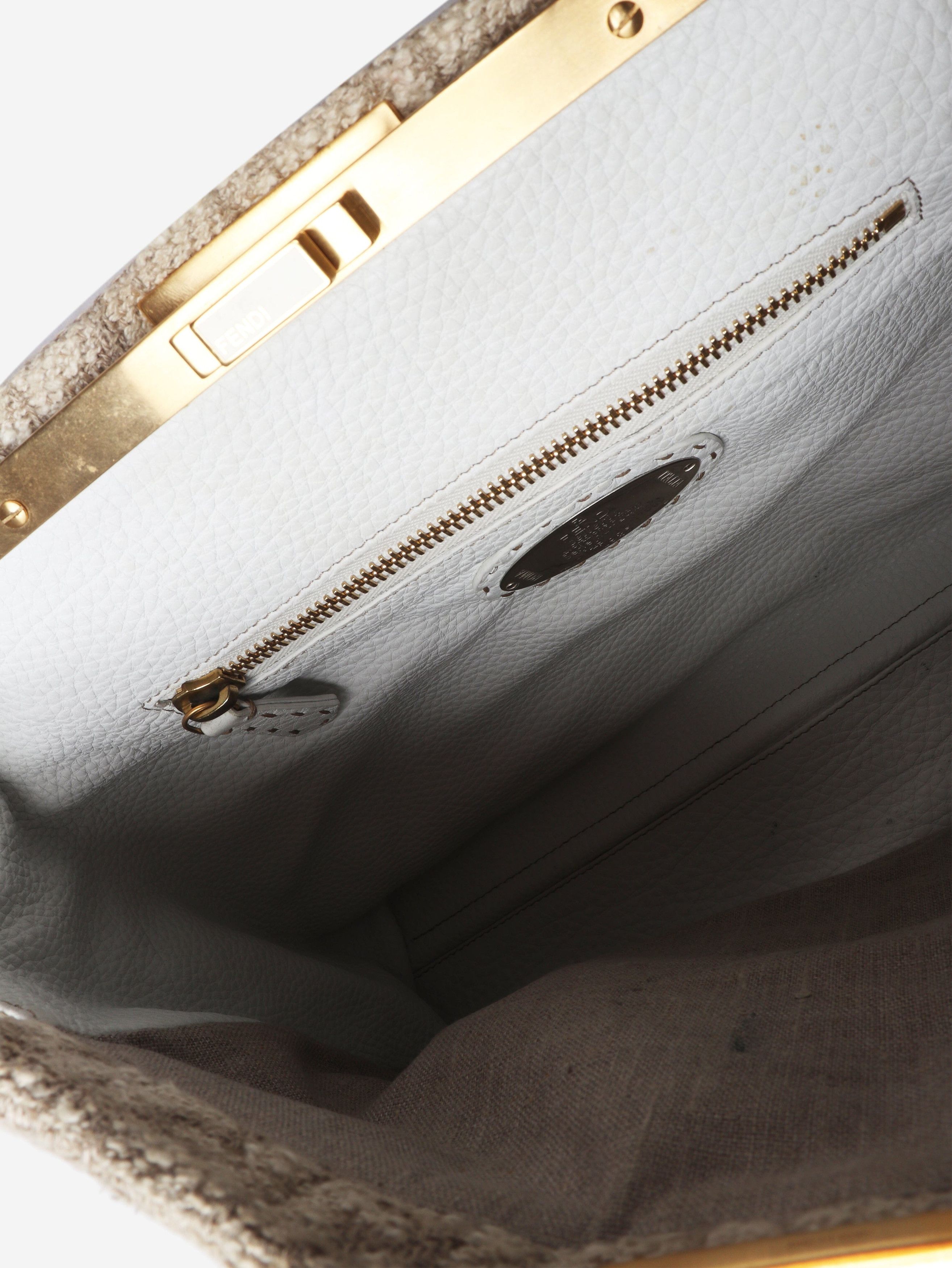 Fendi Neutral Peekaboo tweed shoulder bag Size ONE SIZE - 7 Thumbnail