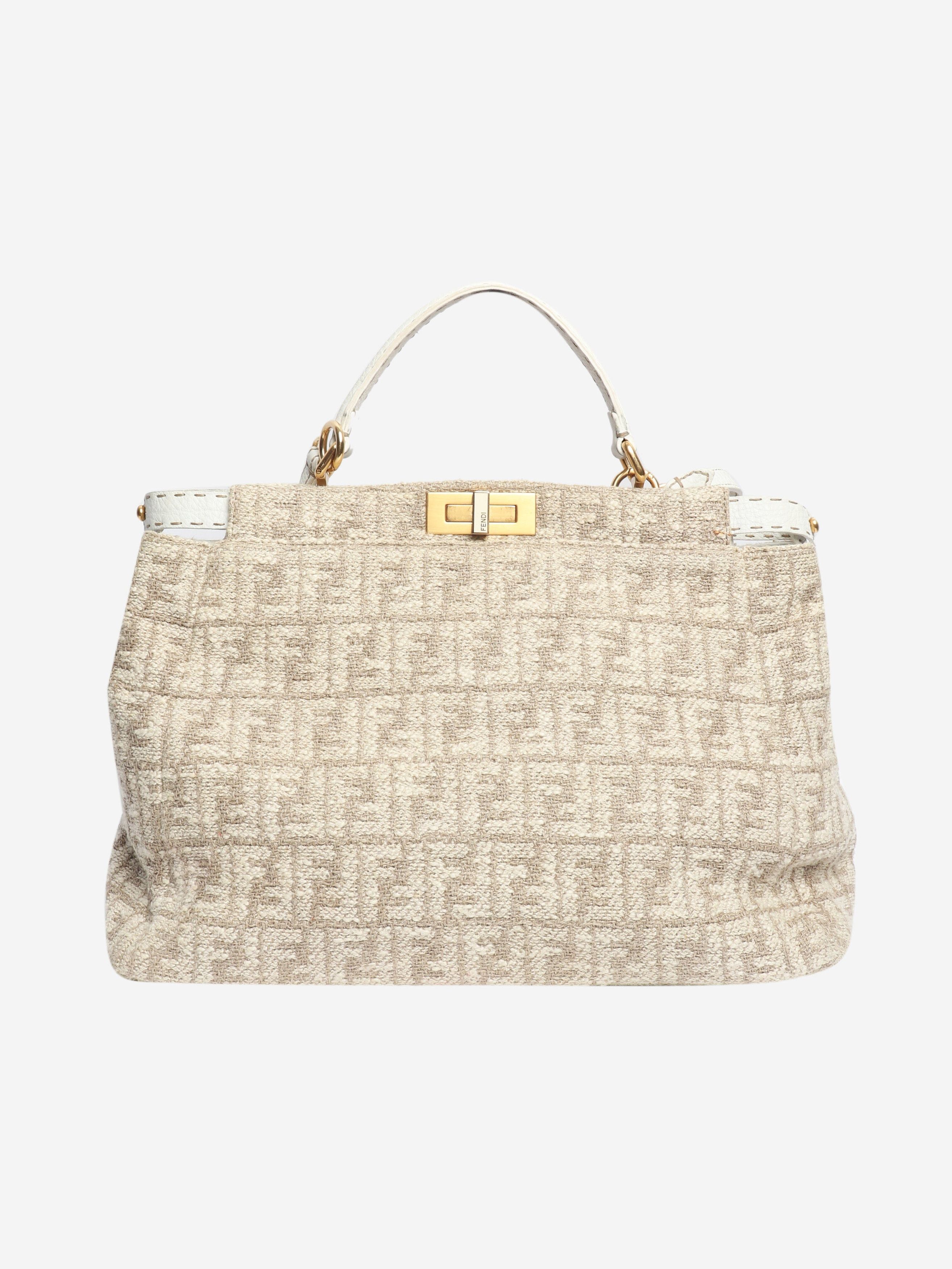 Fendi Neutral Peekaboo tweed shoulder bag Size ONE SIZE - 3 Thumbnail