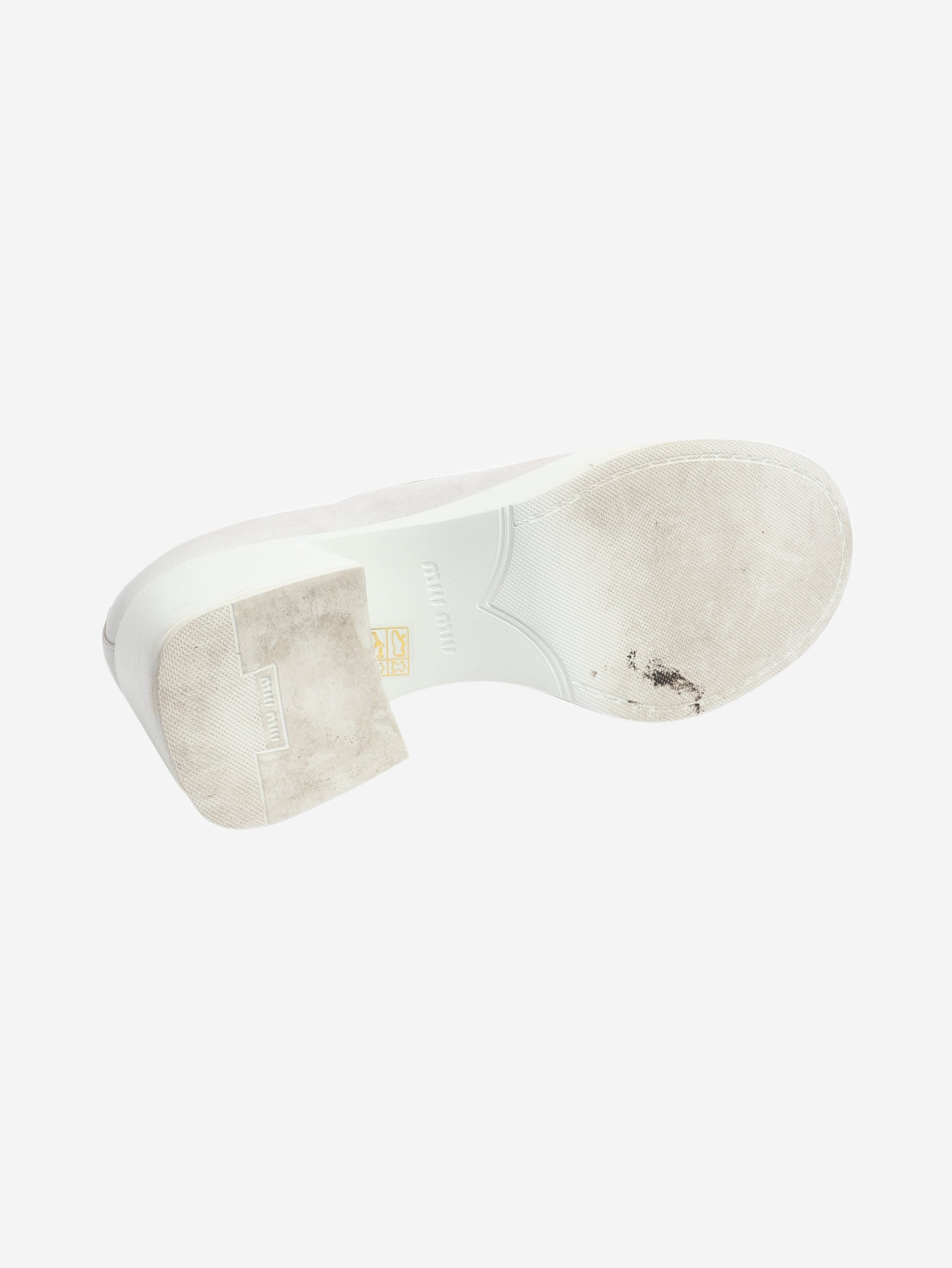 Miu Miu White heeled leather penny loafers - EU 38 Size US 7.5 / IT 37.5 - 5 Thumbnail