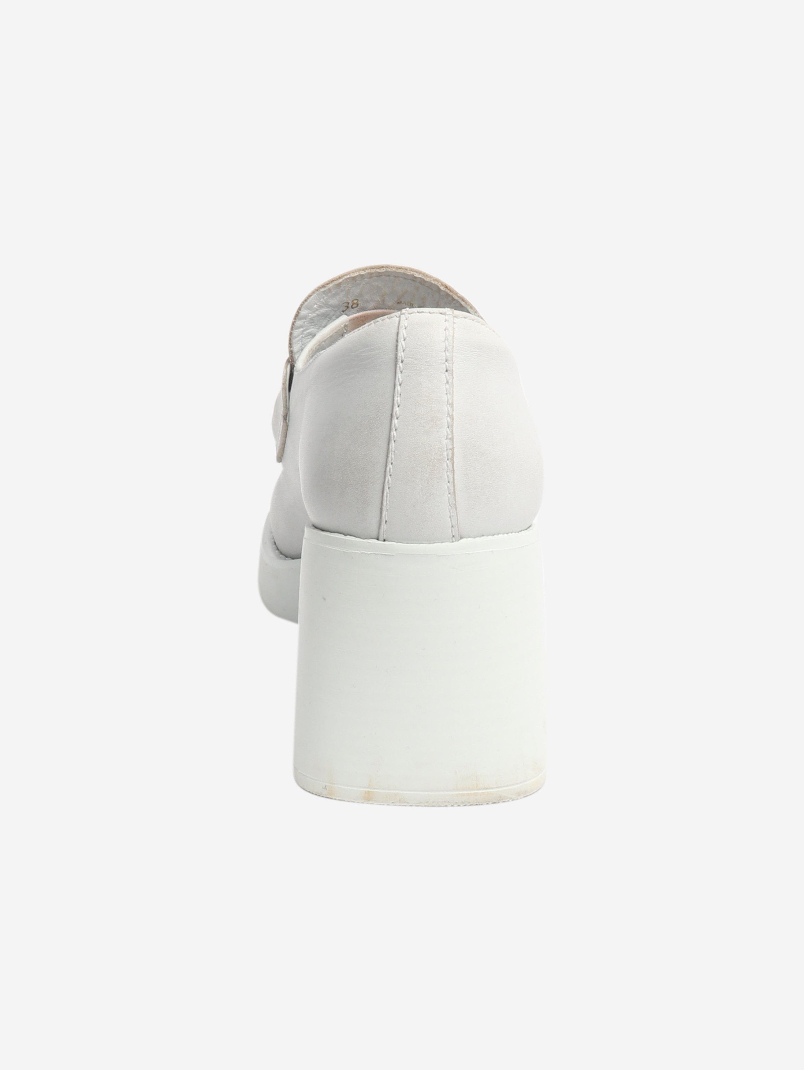 Miu Miu White heeled leather penny loafers - EU 38 Size US 7.5 / IT 37.5 - 3 Thumbnail