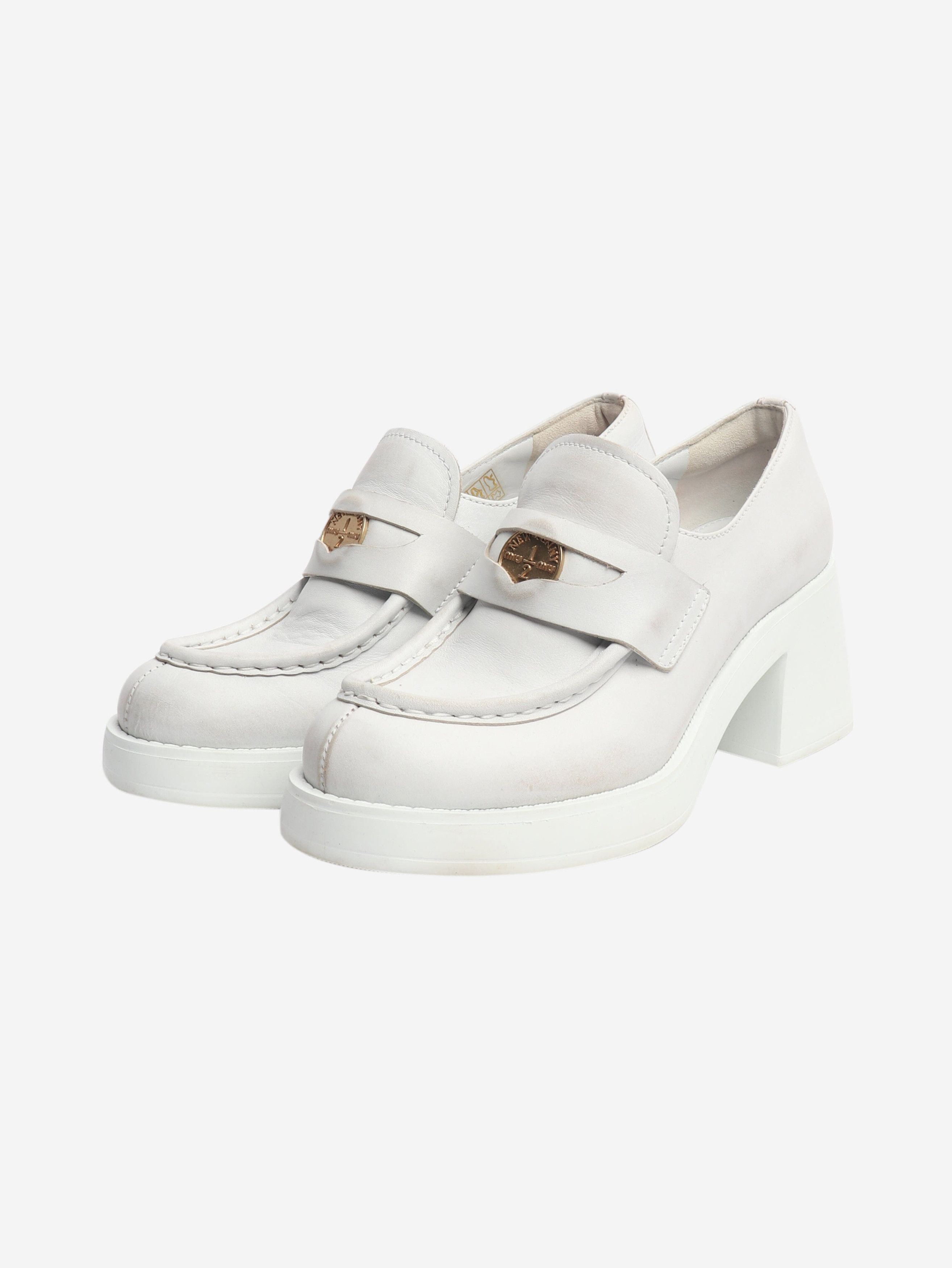 Miu Miu White heeled leather penny loafers - EU 38 Size US 7.5 / IT 37.5 - 2 Thumbnail