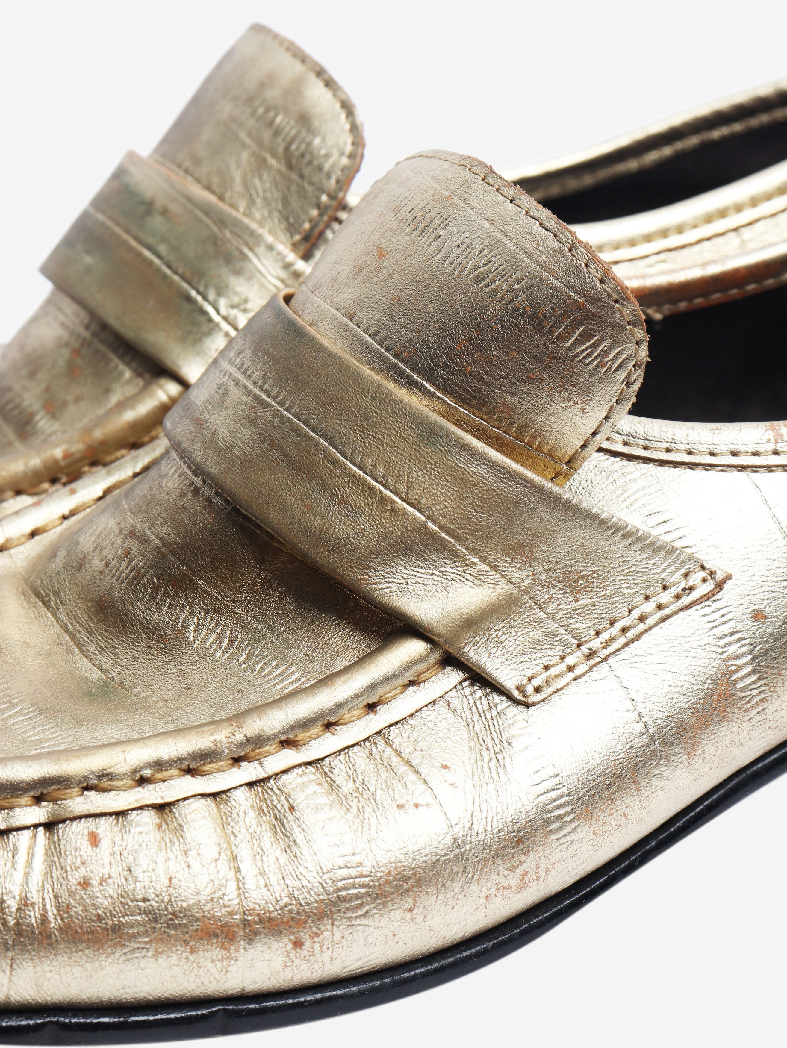 The Row Gold metallic leather loafers - EU 38 Size US 7.5 / IT 37.5 - 4 Thumbnail