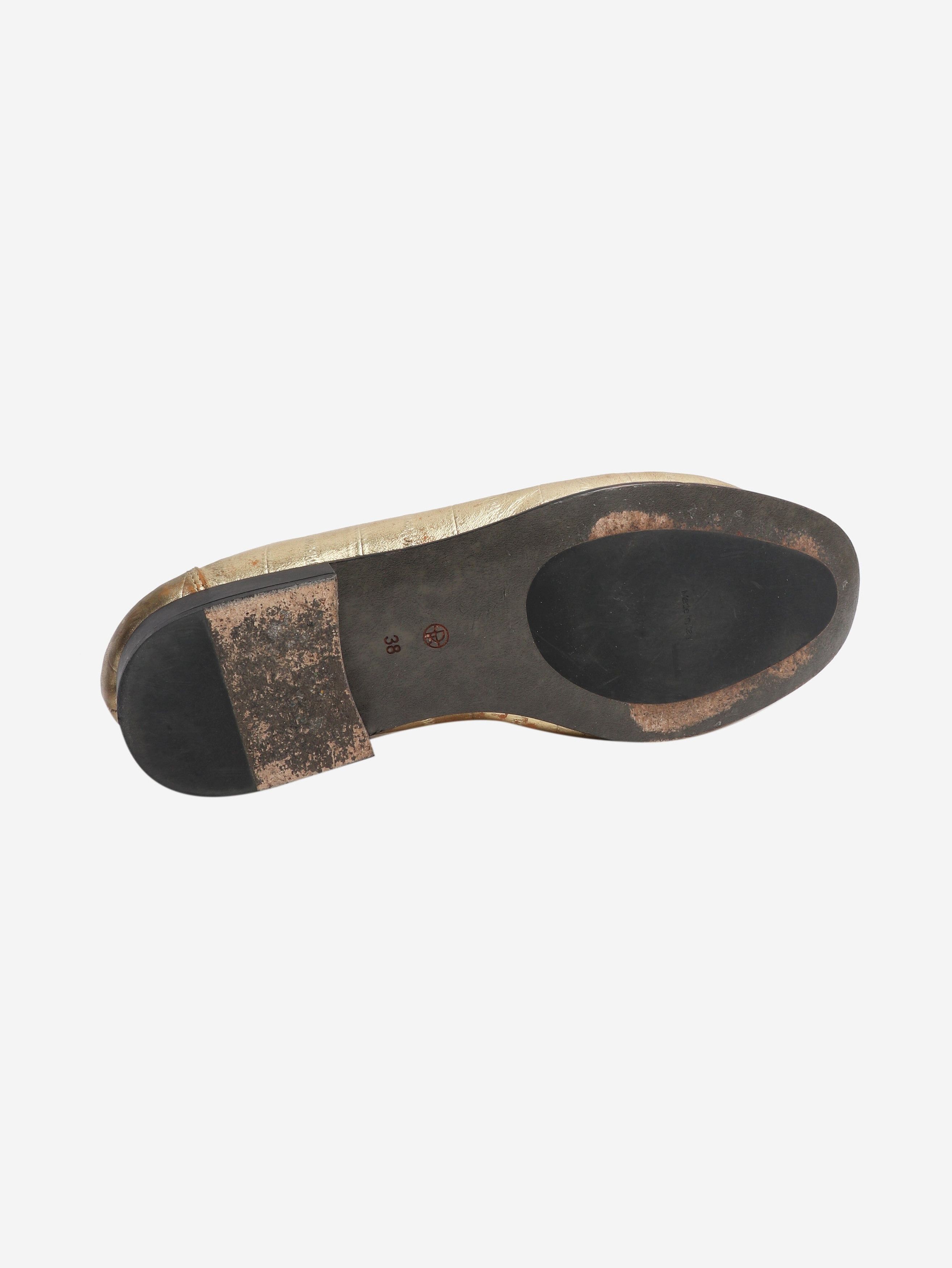 The Row Gold metallic leather loafers - EU 38 Size US 7.5 / IT 37.5 - 6 Thumbnail